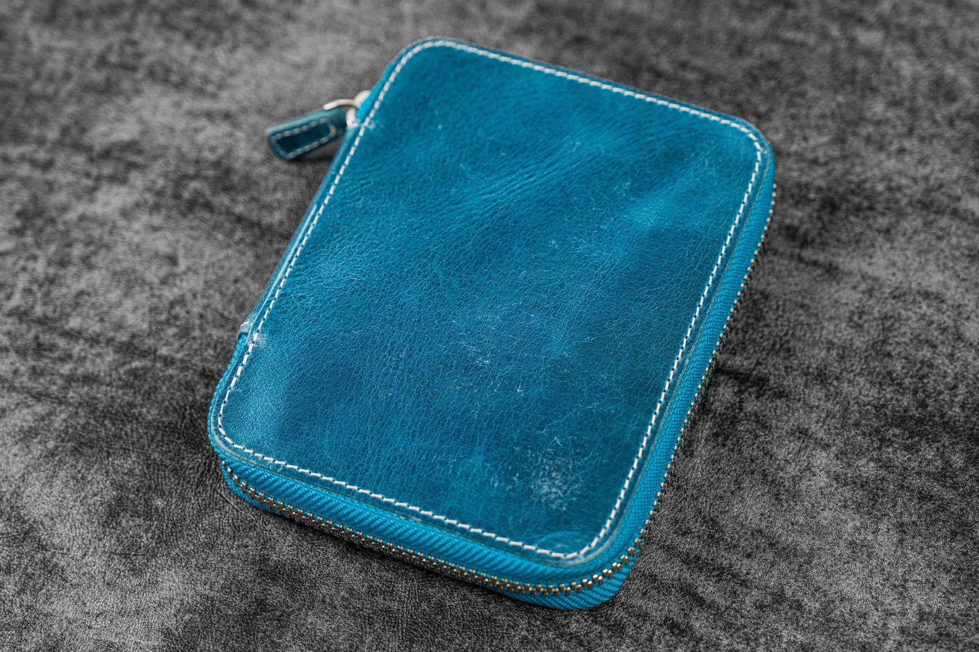 10&#39;lu Fermuarlı Derii Kalemlik- C.H. Okyanus Mavi