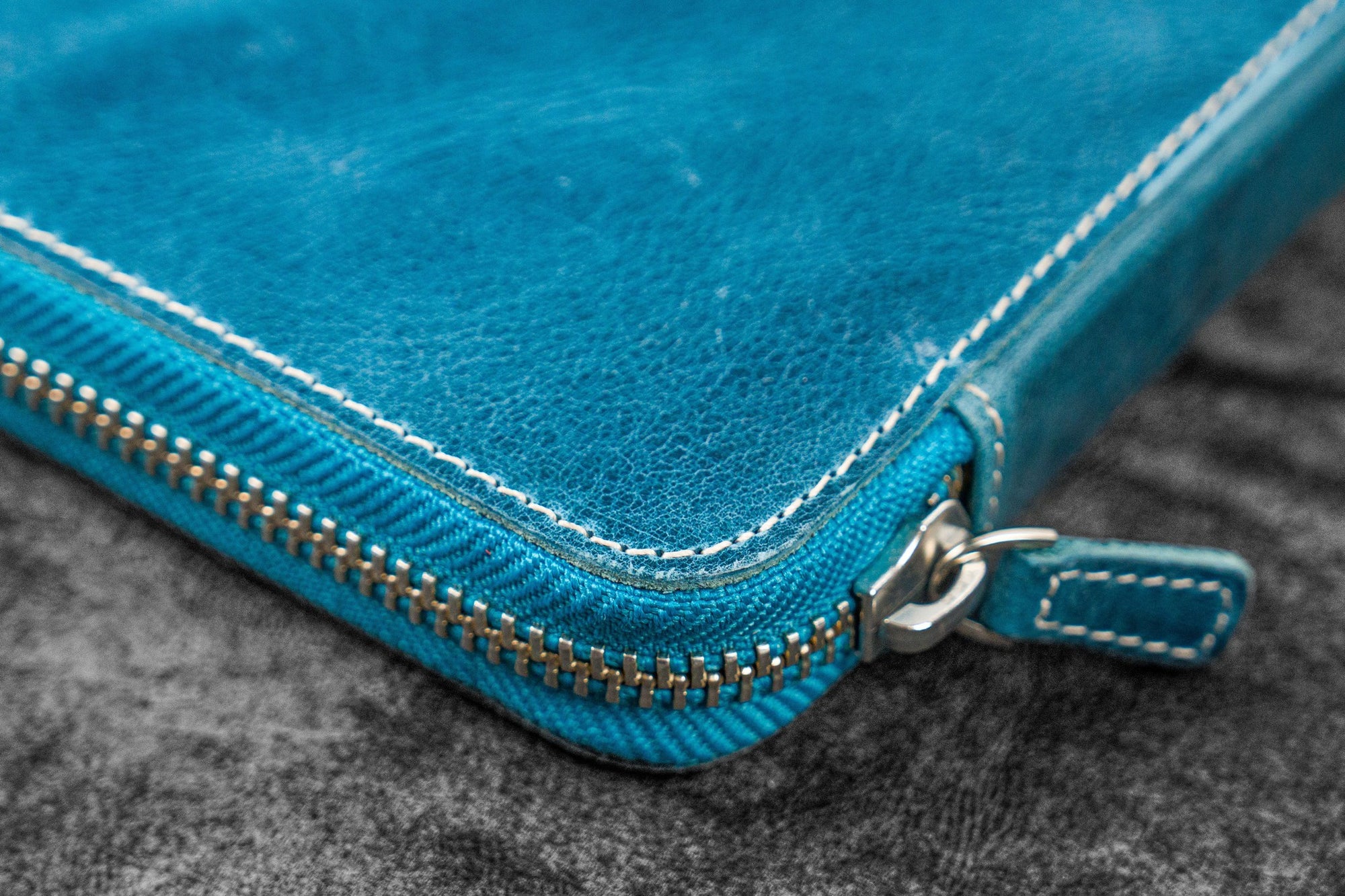 10&#39;lu Fermuarlı Derii Kalemlik- C.H. Okyanus Mavi