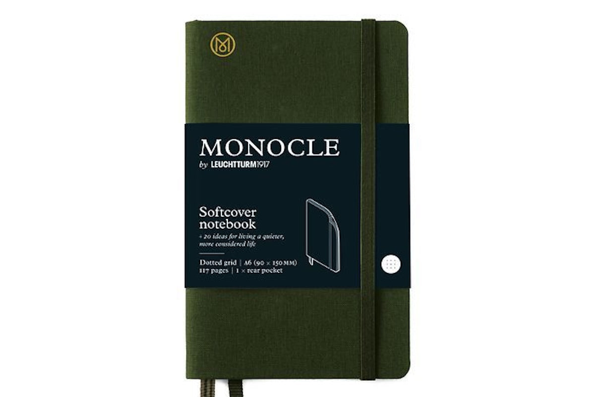 Leuchtturm1917 x Monocle LE Not Defteri Cep Boy (A6), Yumuşak Kapak, 128 Numaralandırılmış Sayfa, Noktalı, Zeytin Yeşili