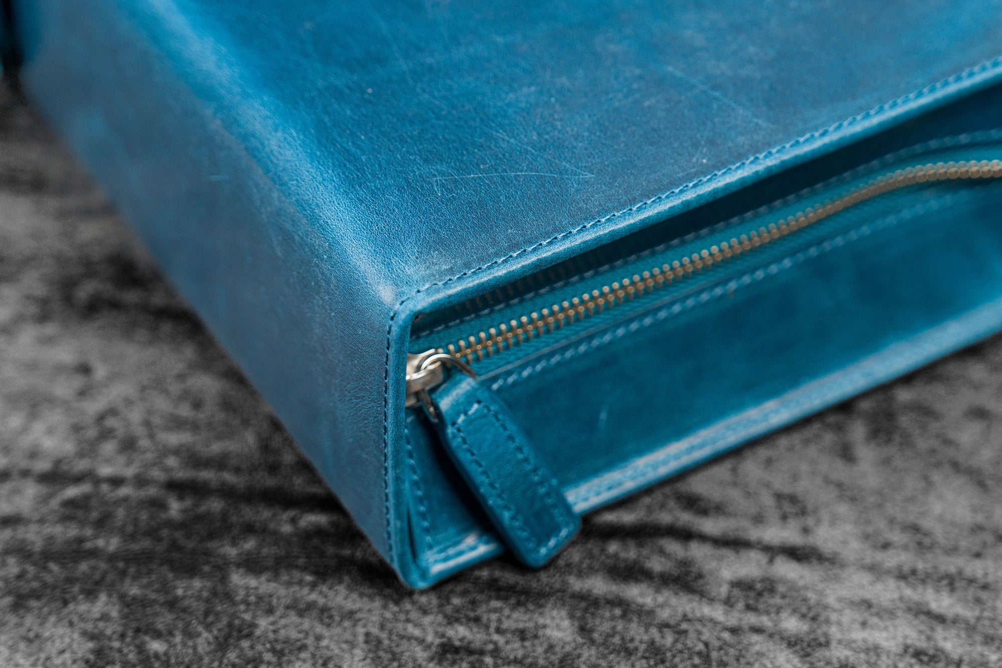 40'lı Fermuarlı Deri Kalemlik - C.H. Okyanus Mavi