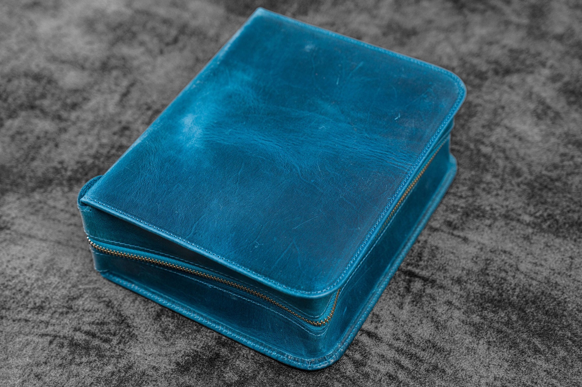 40'lı Fermuarlı Deri Kalemlik - C.H. Okyanus Mavi