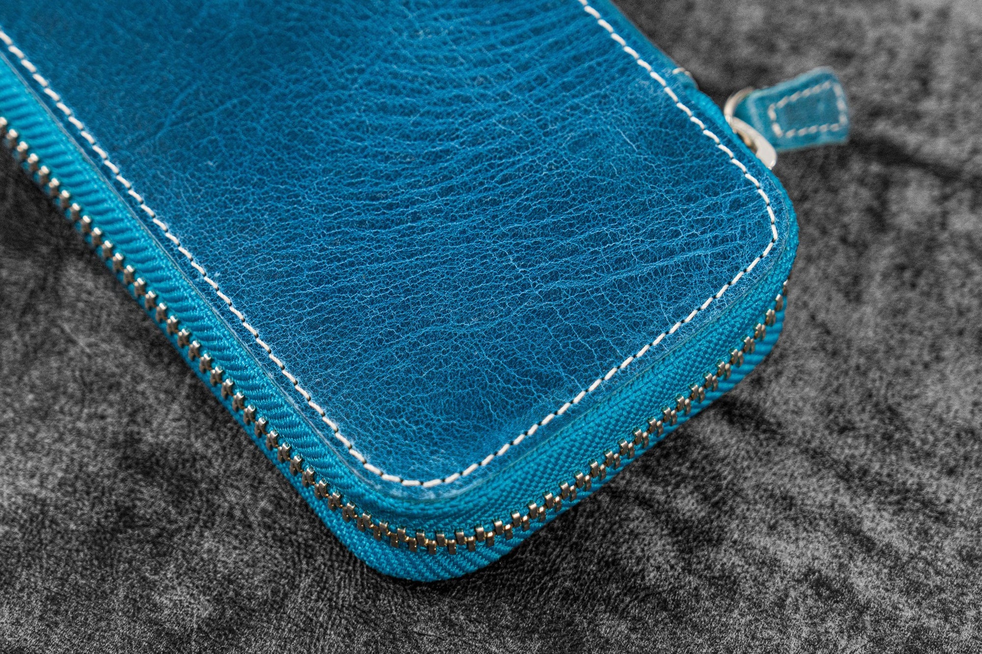 6&#39;lı Fermuarlı Deri Kalemlik - C.H. Okyanus Mavi