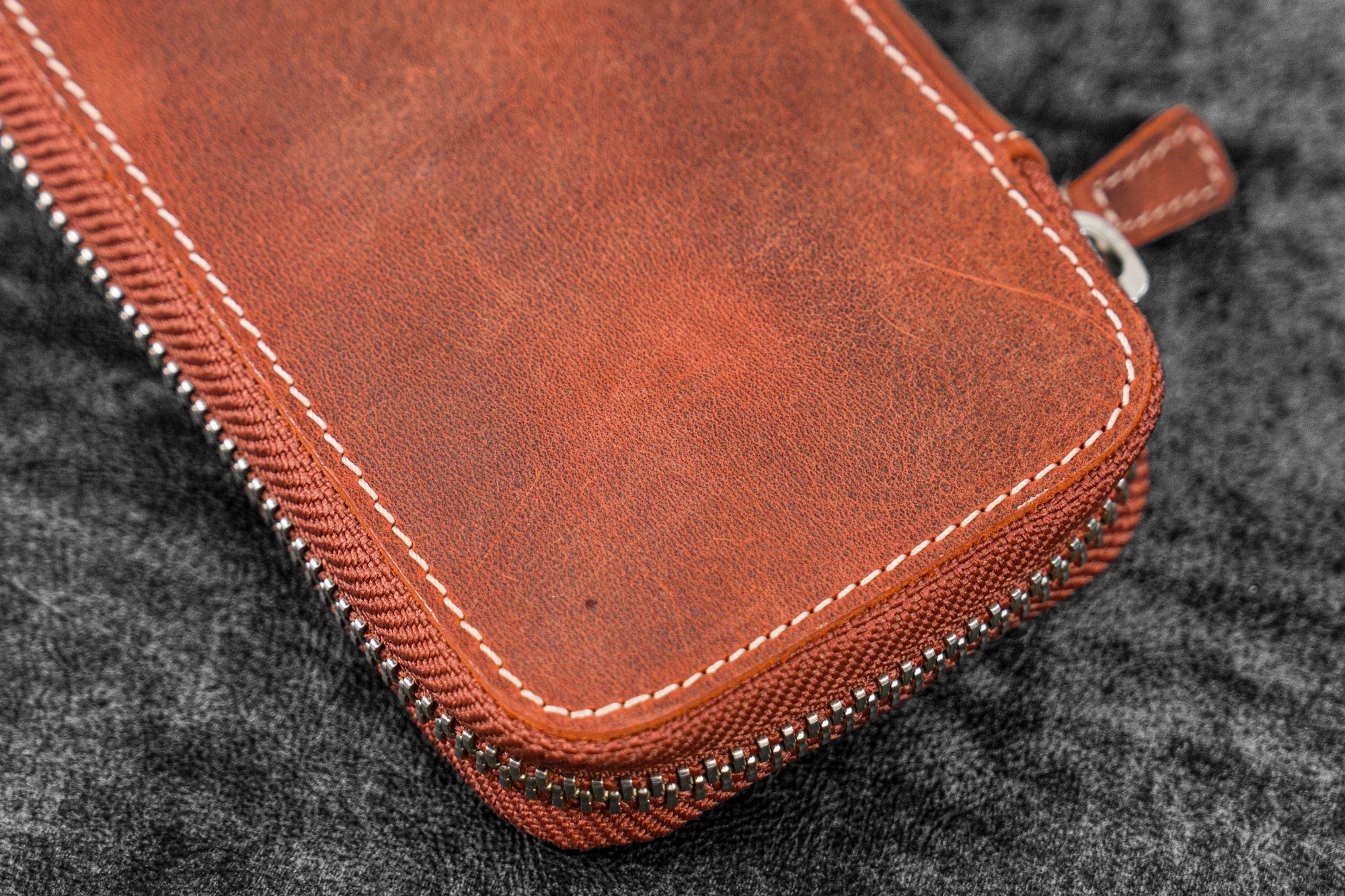 6&#39;lı Fermuarlı Deri Kalemlik - C.H. Turuncu