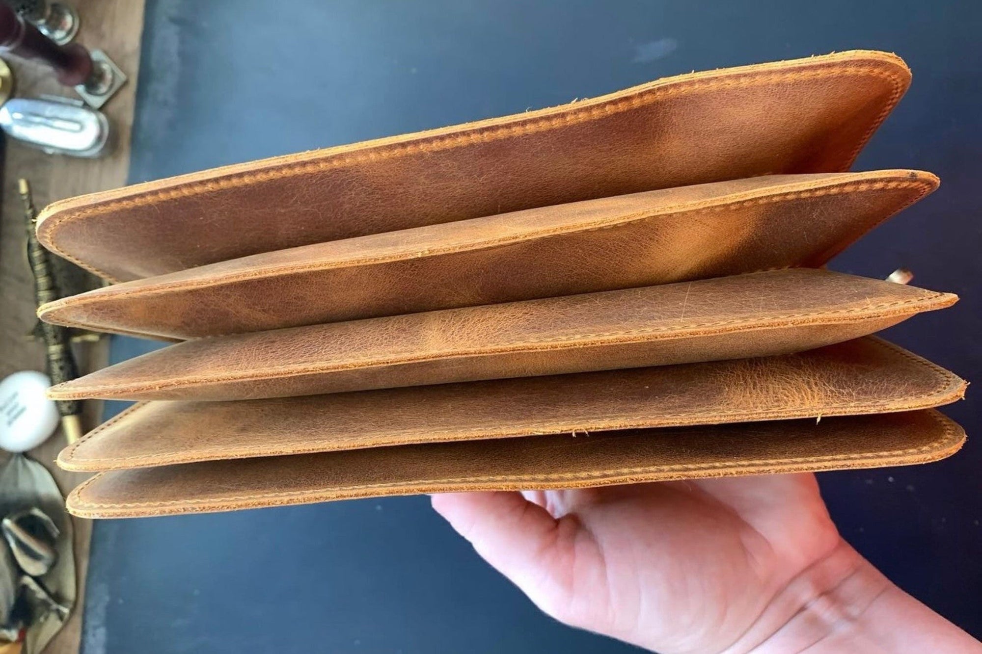 Deri Akordeon Cüzdan / Çanta - C.H. Taba