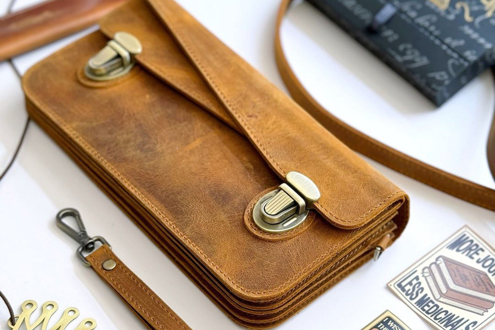 Deri Akordeon Cüzdan / Çanta - C.H. Taba