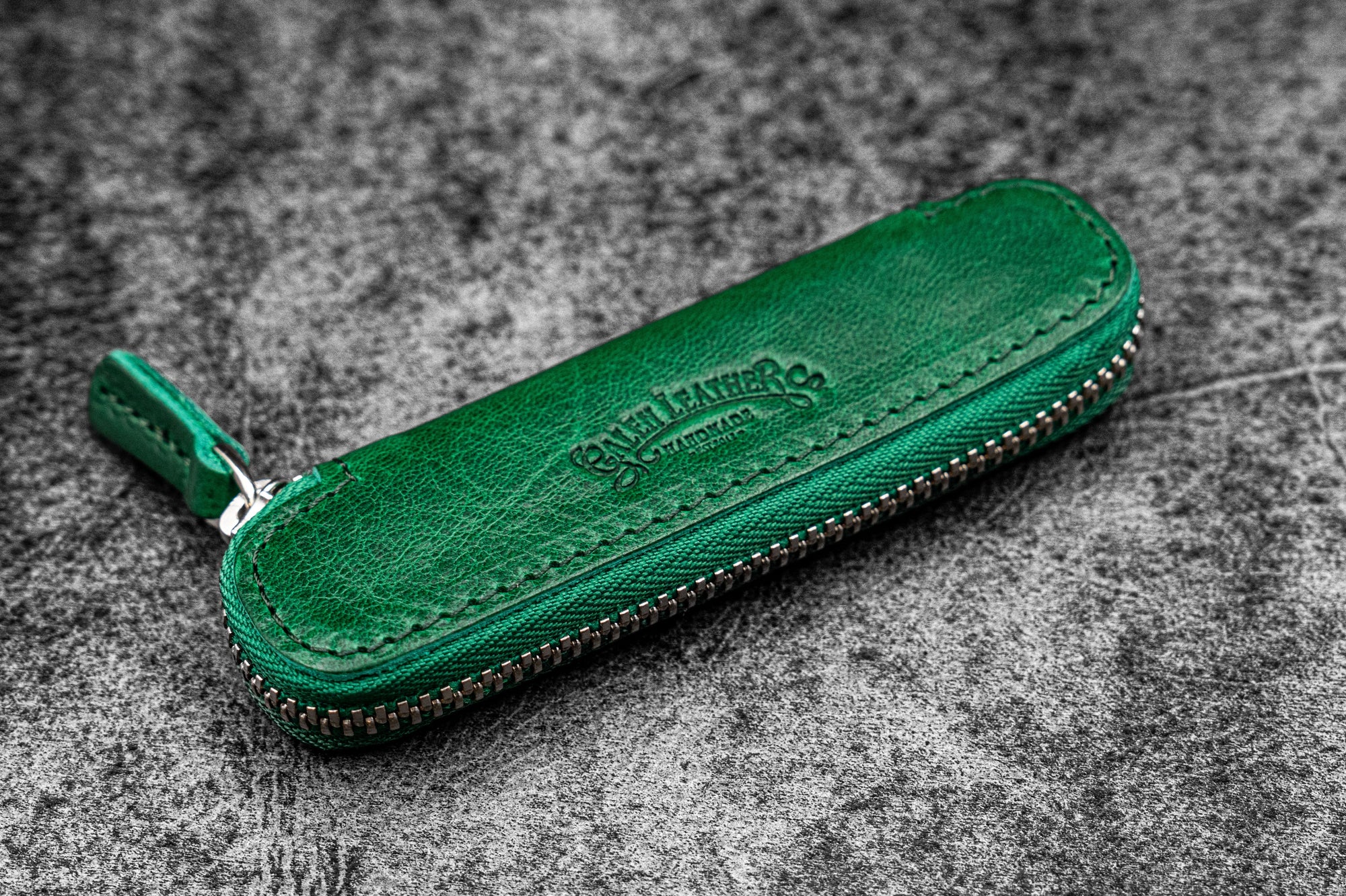 Deri Fermuarlı Tekli Kaweco Kalem Kılıfı - Vivianite Green