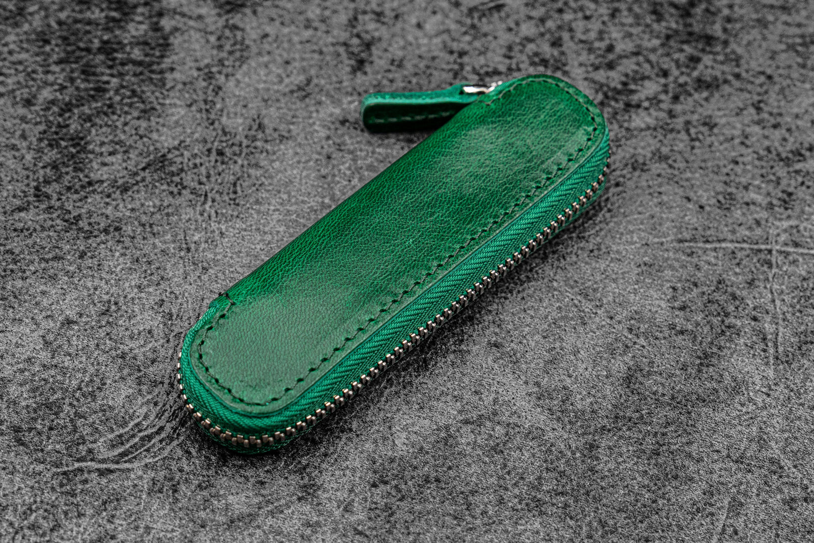 Deri Fermuarlı Tekli Kaweco Kalem Kılıfı - Vivianite Green