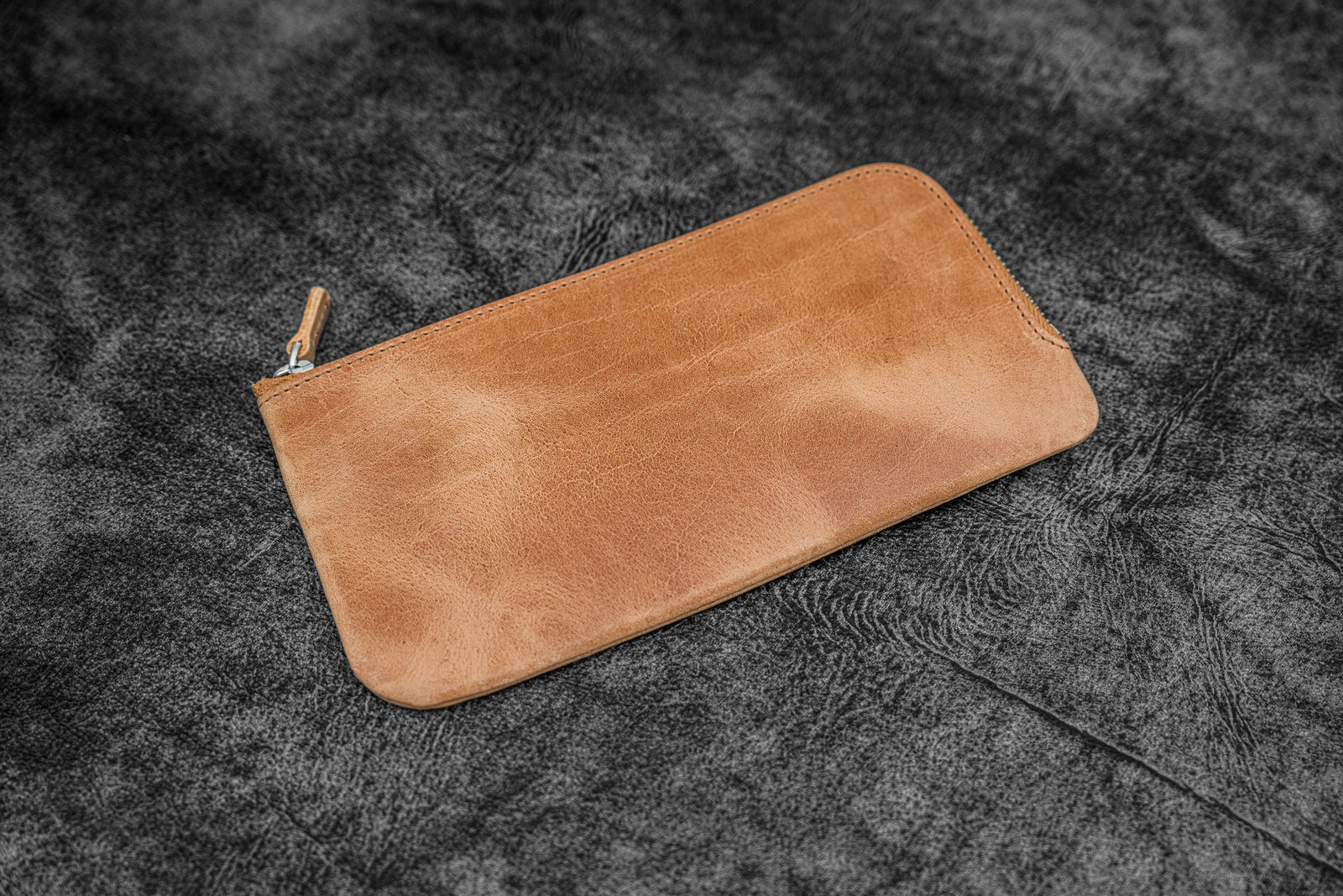 Deri "Slip-N-Zip" 4'lü Fermuarlı Kalem Kılıfı - C.H. Honey Ochre