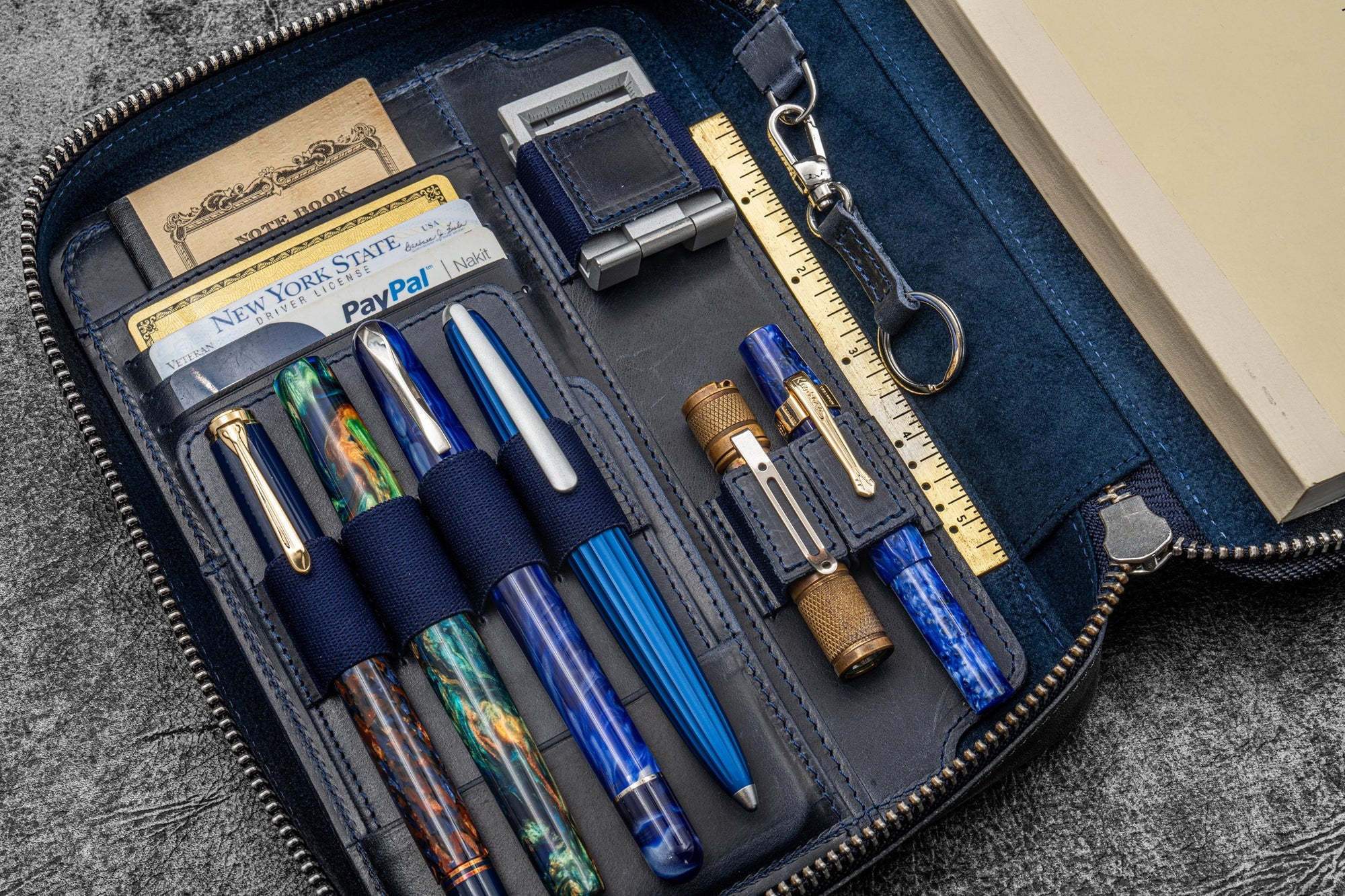Expansi-Folio Deri Geniş A5 Fermuarlı Organizer - C. H. Navy Blue