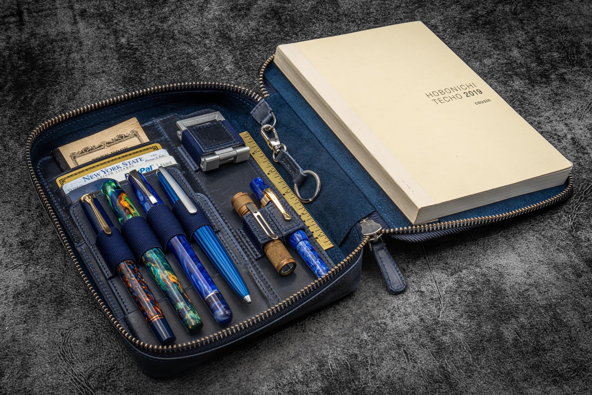 Expansi-Folio Deri Geniş A5 Fermuarlı Organizer - C. H. Navy Blue