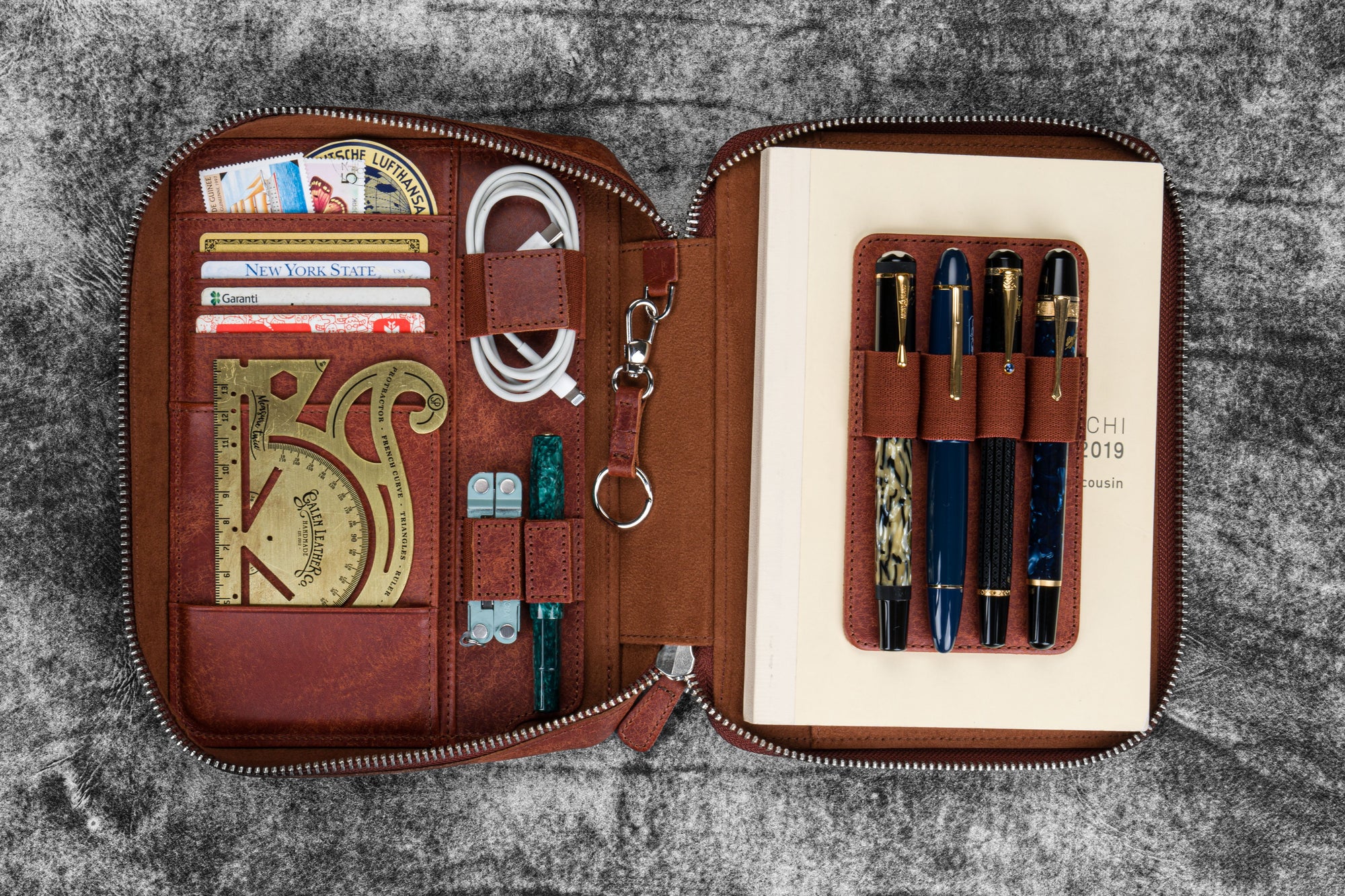 Expansi-Folio  Deri Geniş A5 Fermuarlı Organizer - Aged Copper