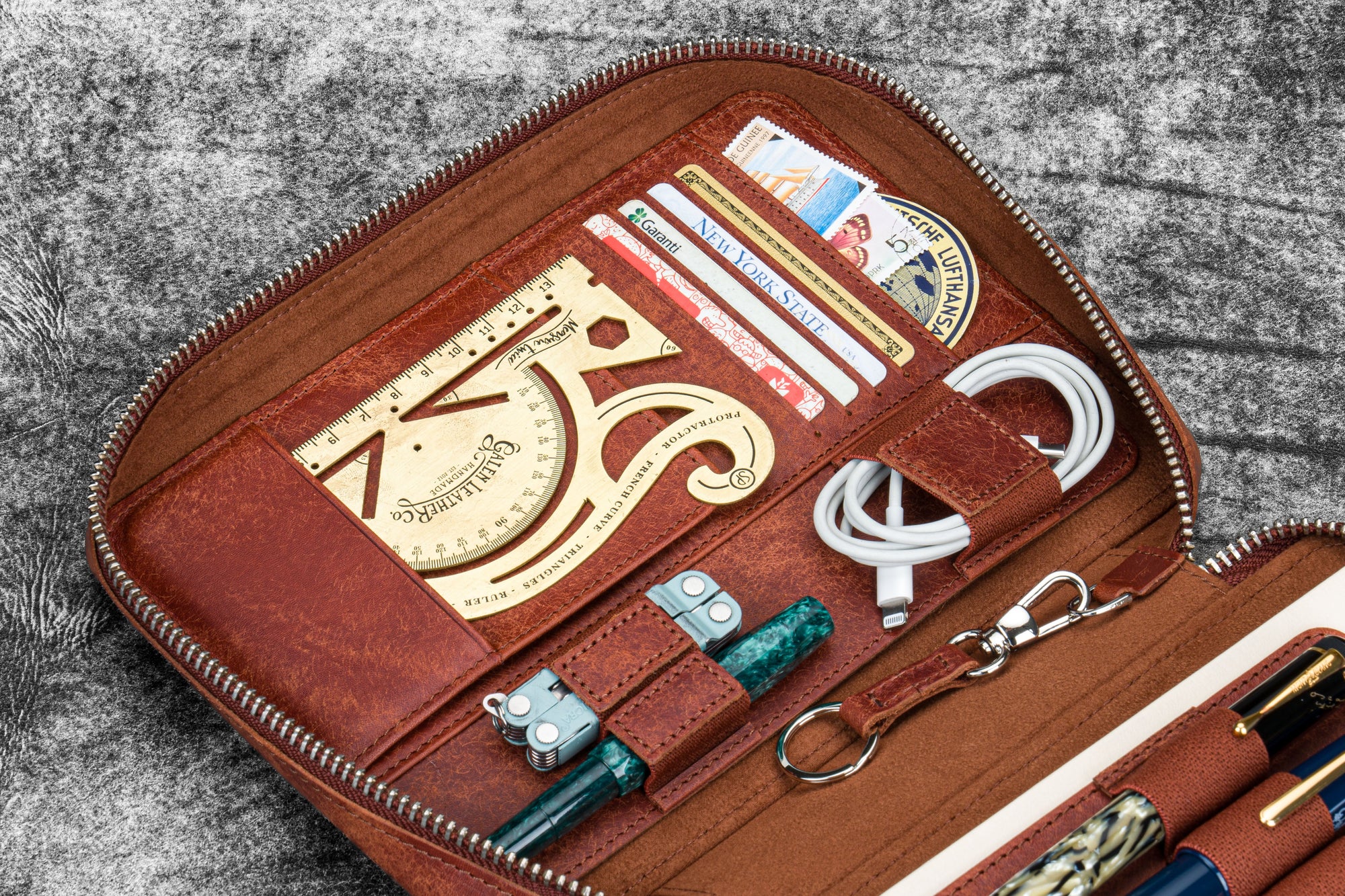 Expansi-Folio  Deri Geniş A5 Fermuarlı Organizer - Aged Copper