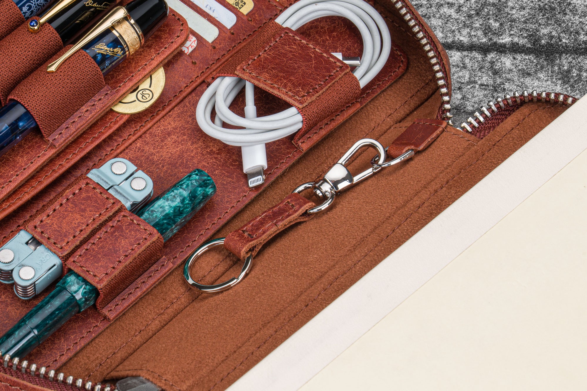 Expansi-Folio  Deri Geniş A5 Fermuarlı Organizer - Aged Copper