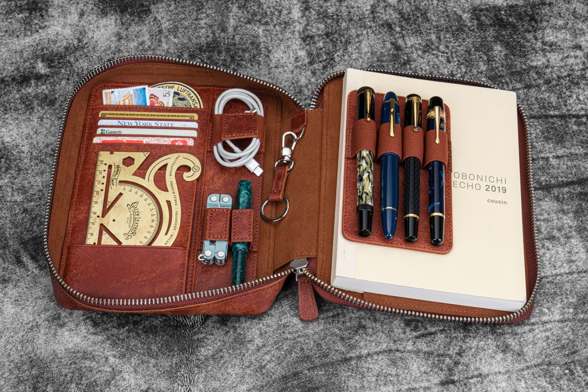 Expansi-Folio  Deri Geniş A5 Fermuarlı Organizer - Aged Copper