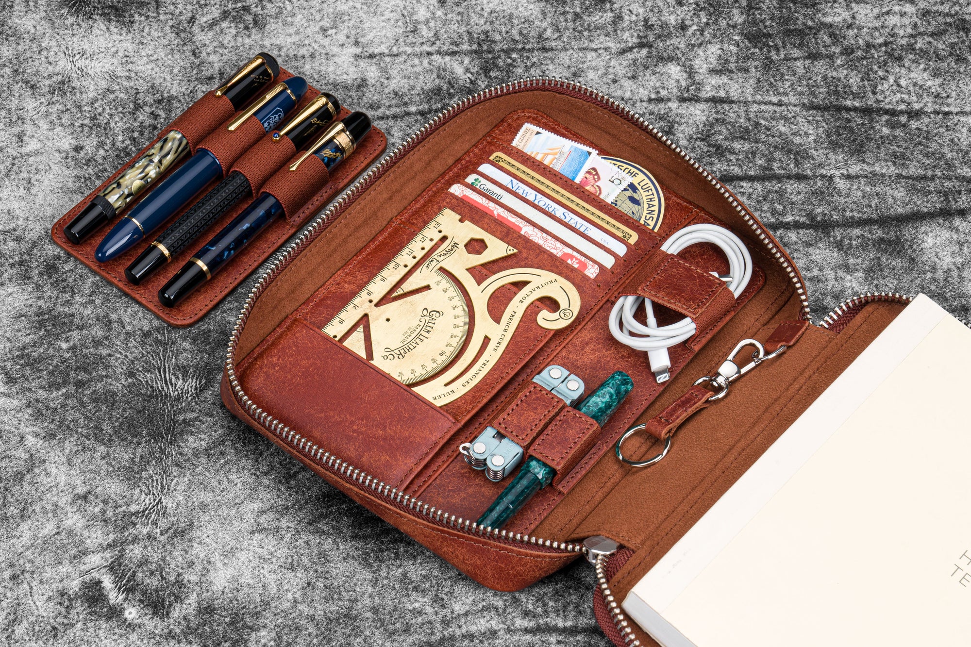 Expansi-Folio  Deri Geniş A5 Fermuarlı Organizer - Aged Copper