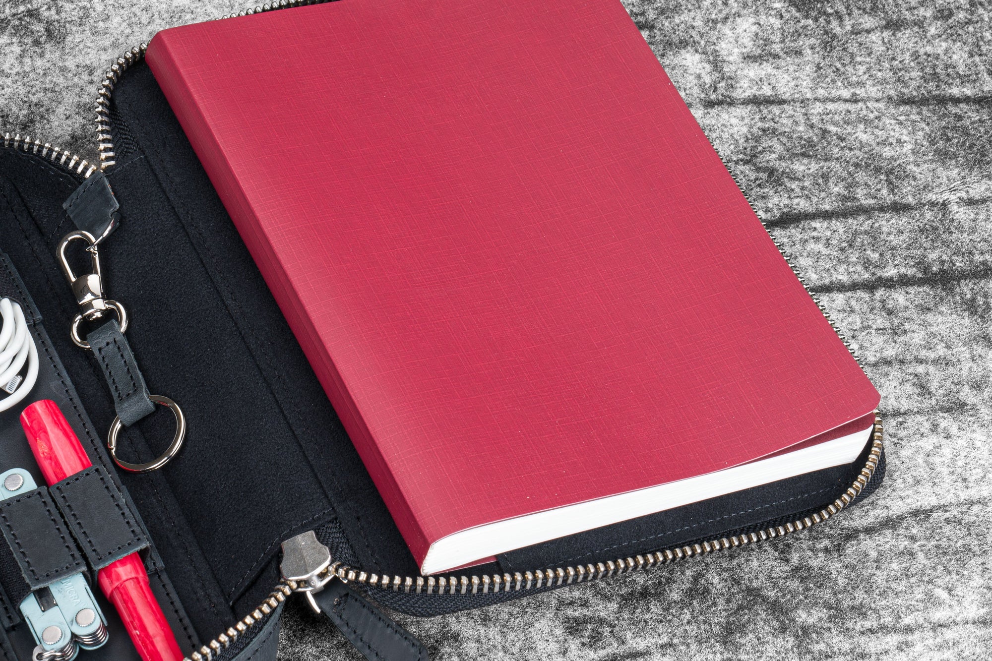 Expansi-Folio  Deri Geniş A5 Fermuarlı Organizer - Crazy Horse Graphite