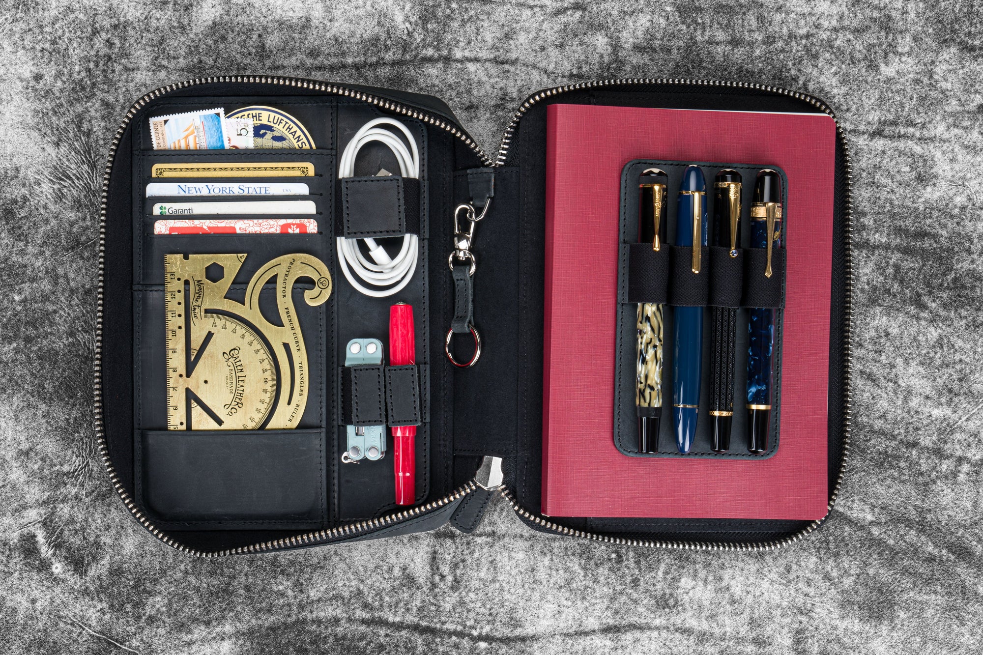 Expansi-Folio  Deri Geniş A5 Fermuarlı Organizer - Crazy Horse Graphite