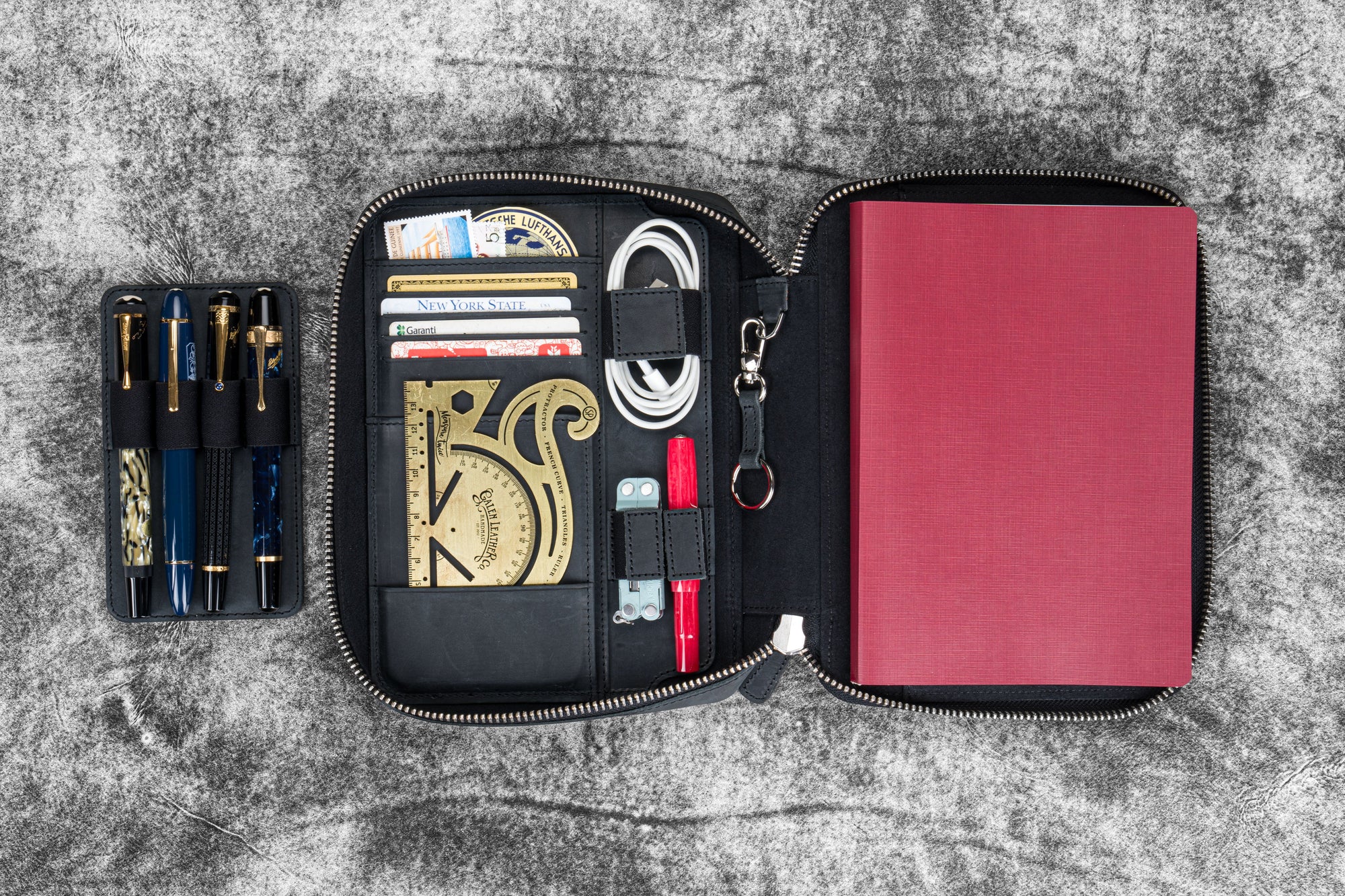 Expansi-Folio  Deri Geniş A5 Fermuarlı Organizer - Crazy Horse Graphite