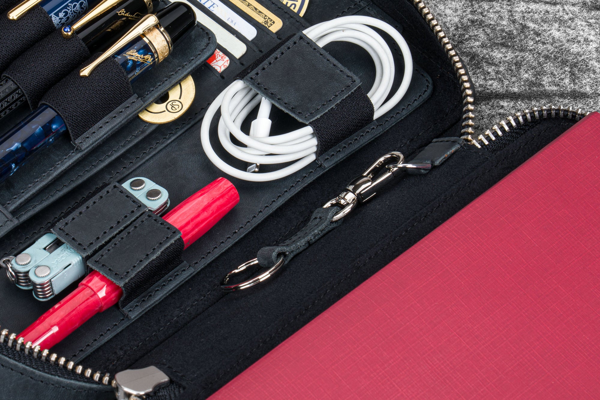 Expansi-Folio  Deri Geniş A5 Fermuarlı Organizer - Crazy Horse Graphite