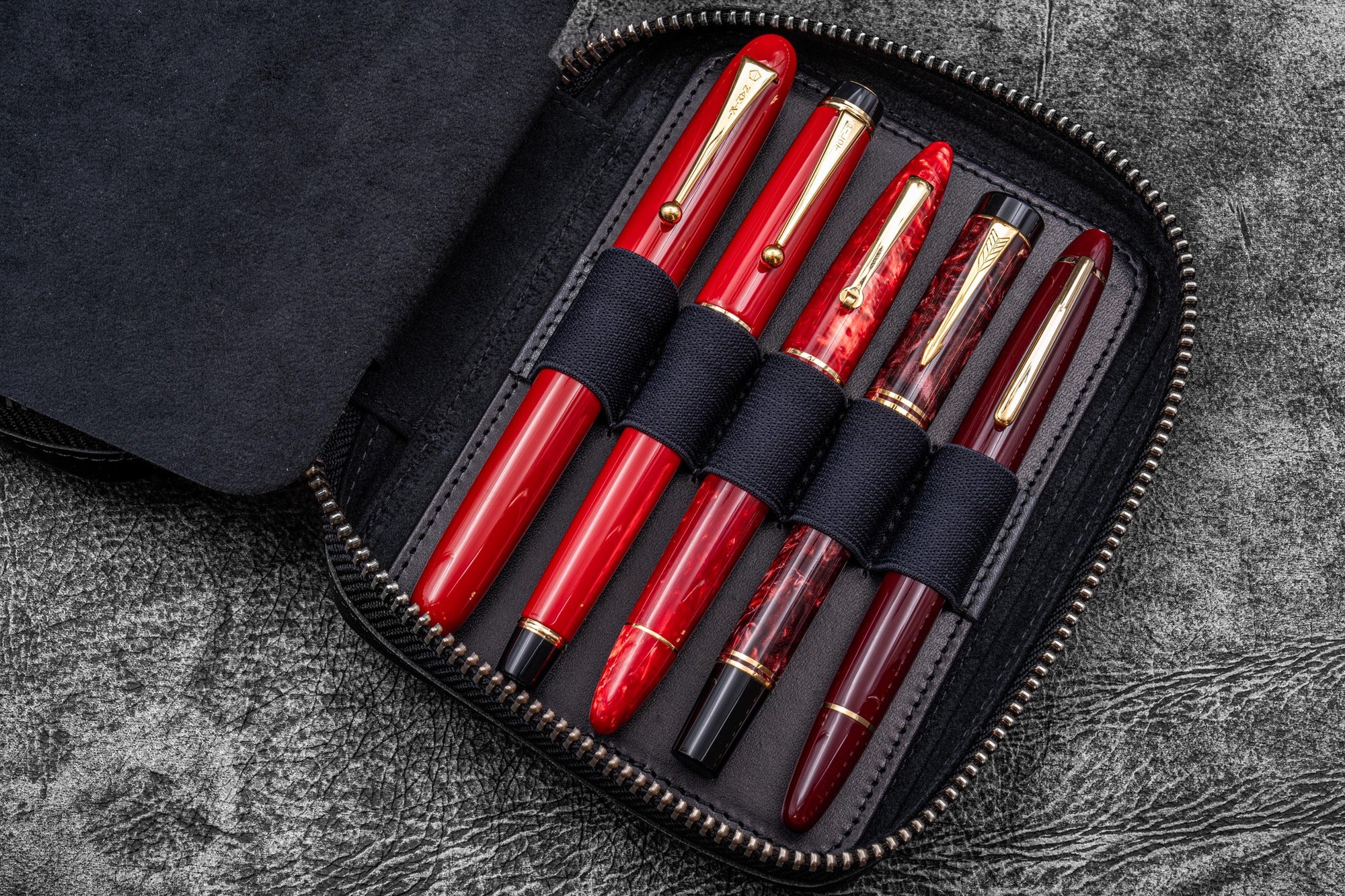 Expansi-Pouch Deri Geniş 10&#39;lu Kalemlik - İçi Çıkarılabilir - Black