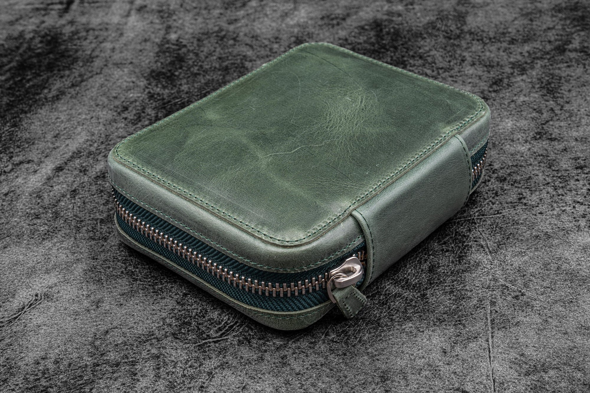 Expansi-Pouch Deri Geniş 10&#39;lu Kalemlik - İçi Çıkarılabilir - C. H. Forest Green