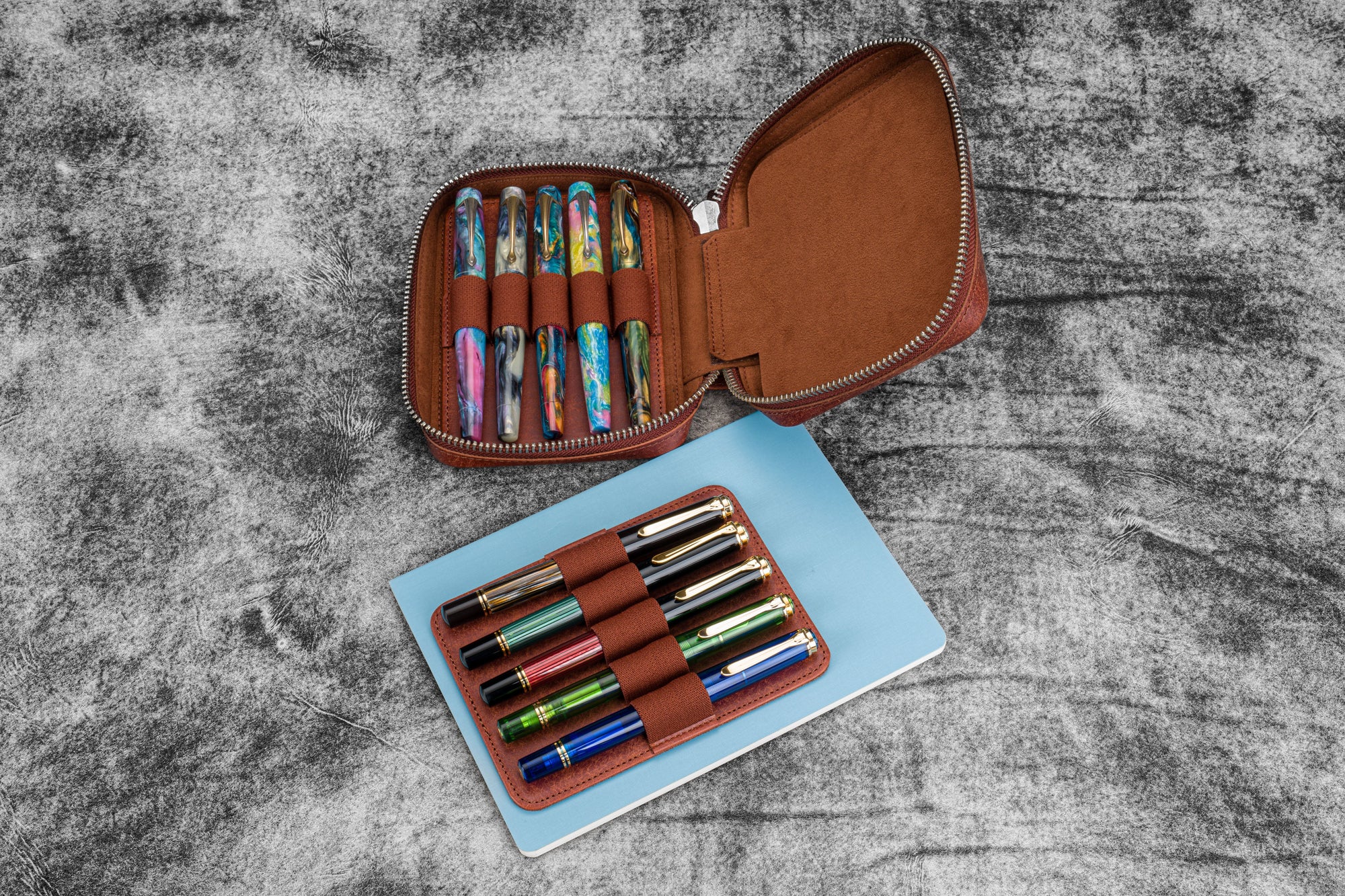 Expansi-Pouch Deri Geniş 10'lu Kalemlik - İçi Çıkarılabilir - Aged Copper