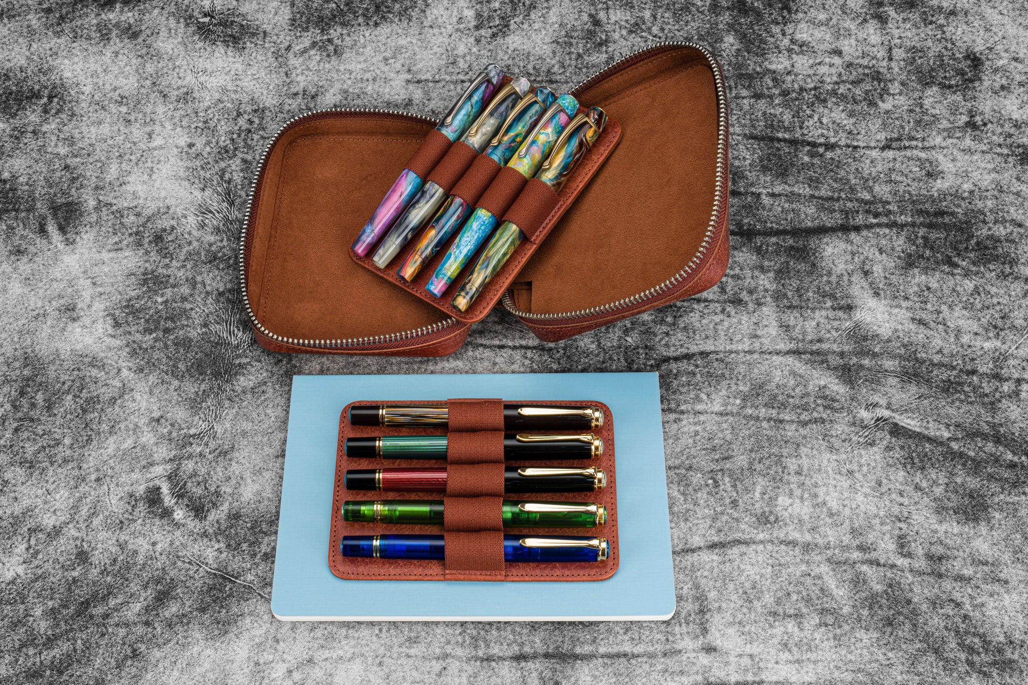 Expansi-Pouch Deri Geniş 10'lu Kalemlik - İçi Çıkarılabilir - Aged Copper