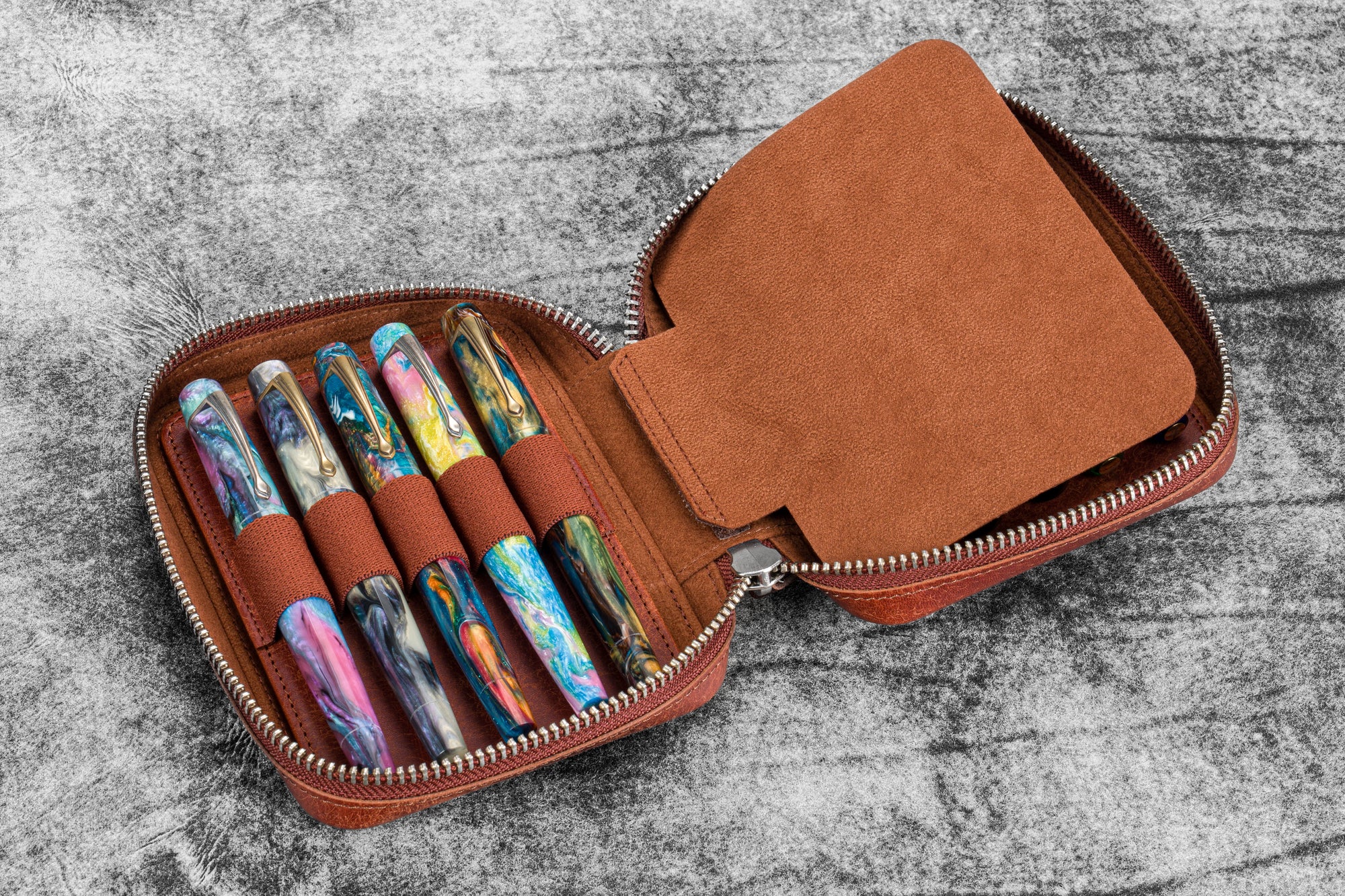 Expansi-Pouch Deri Geniş 10'lu Kalemlik - İçi Çıkarılabilir - Aged Copper