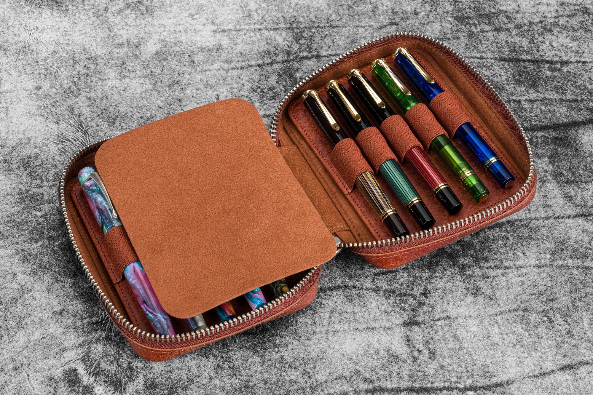 Expansi-Pouch Deri Geniş 10'lu Kalemlik - İçi Çıkarılabilir - Aged Copper