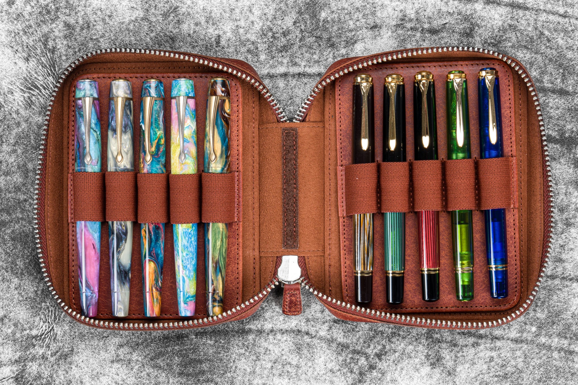 Expansi-Pouch Deri Geniş 10'lu Kalemlik - İçi Çıkarılabilir - Aged Copper