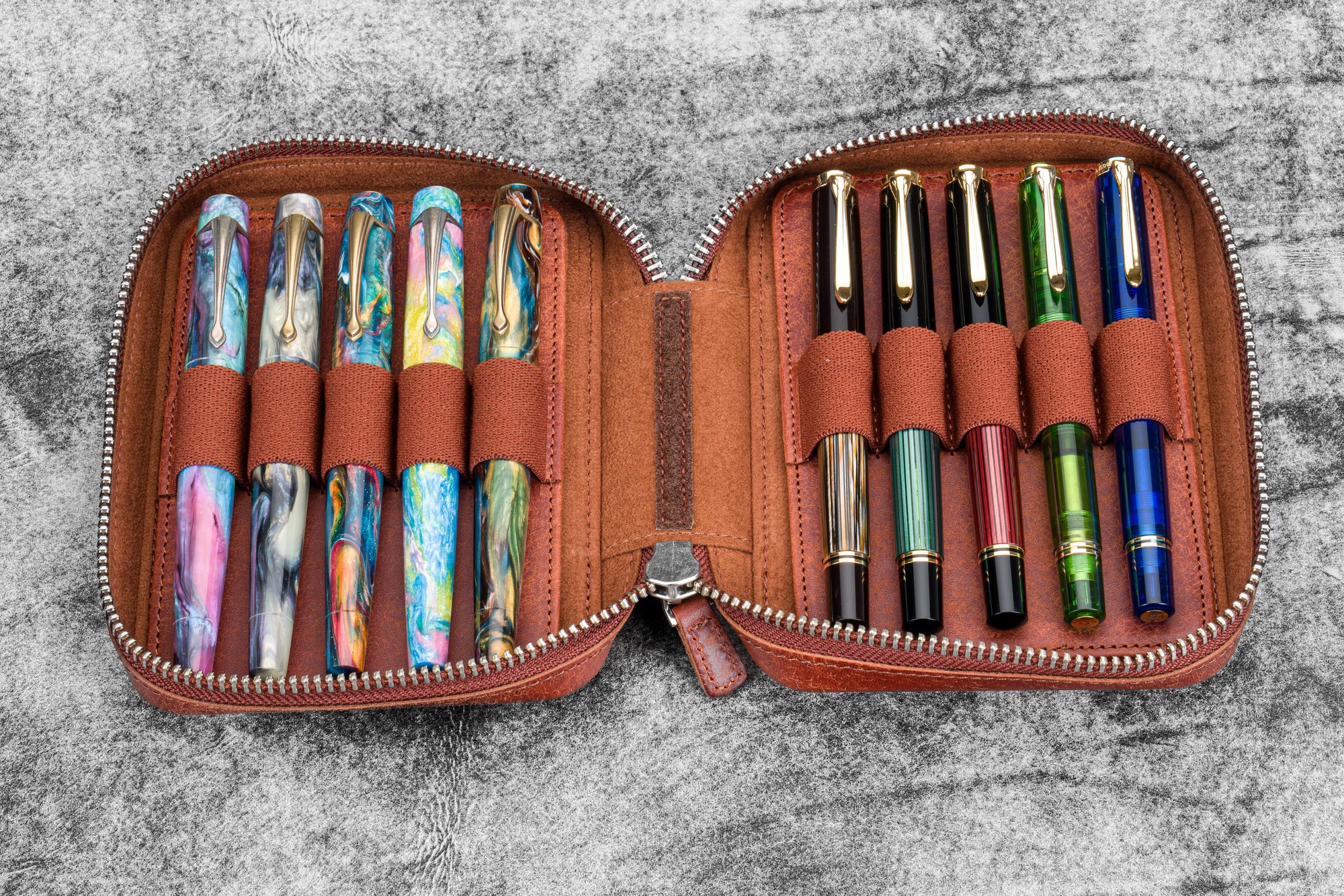 Expansi-Pouch Deri Geniş 10'lu Kalemlik - İçi Çıkarılabilir - Aged Copper