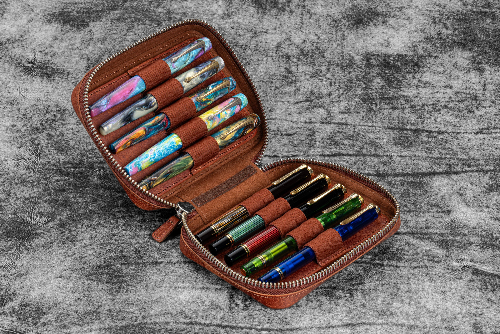 Expansi-Pouch Deri Geniş 10'lu Kalemlik - İçi Çıkarılabilir - Aged Copper