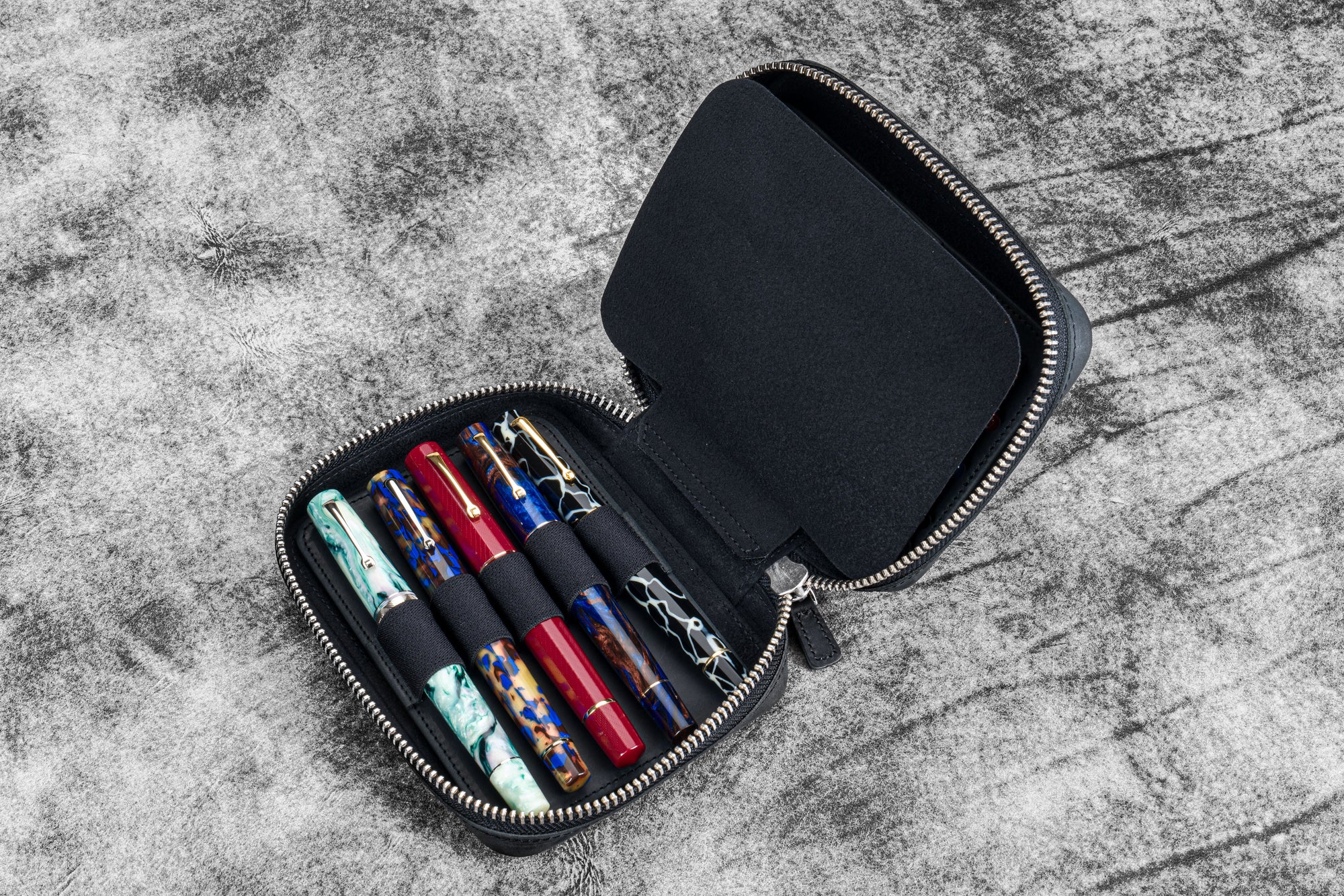 Expansi-Pouch Deri Geniş 10'lu Kalemlik - İçi Çıkarılabilir - Crazy Horse Graphite