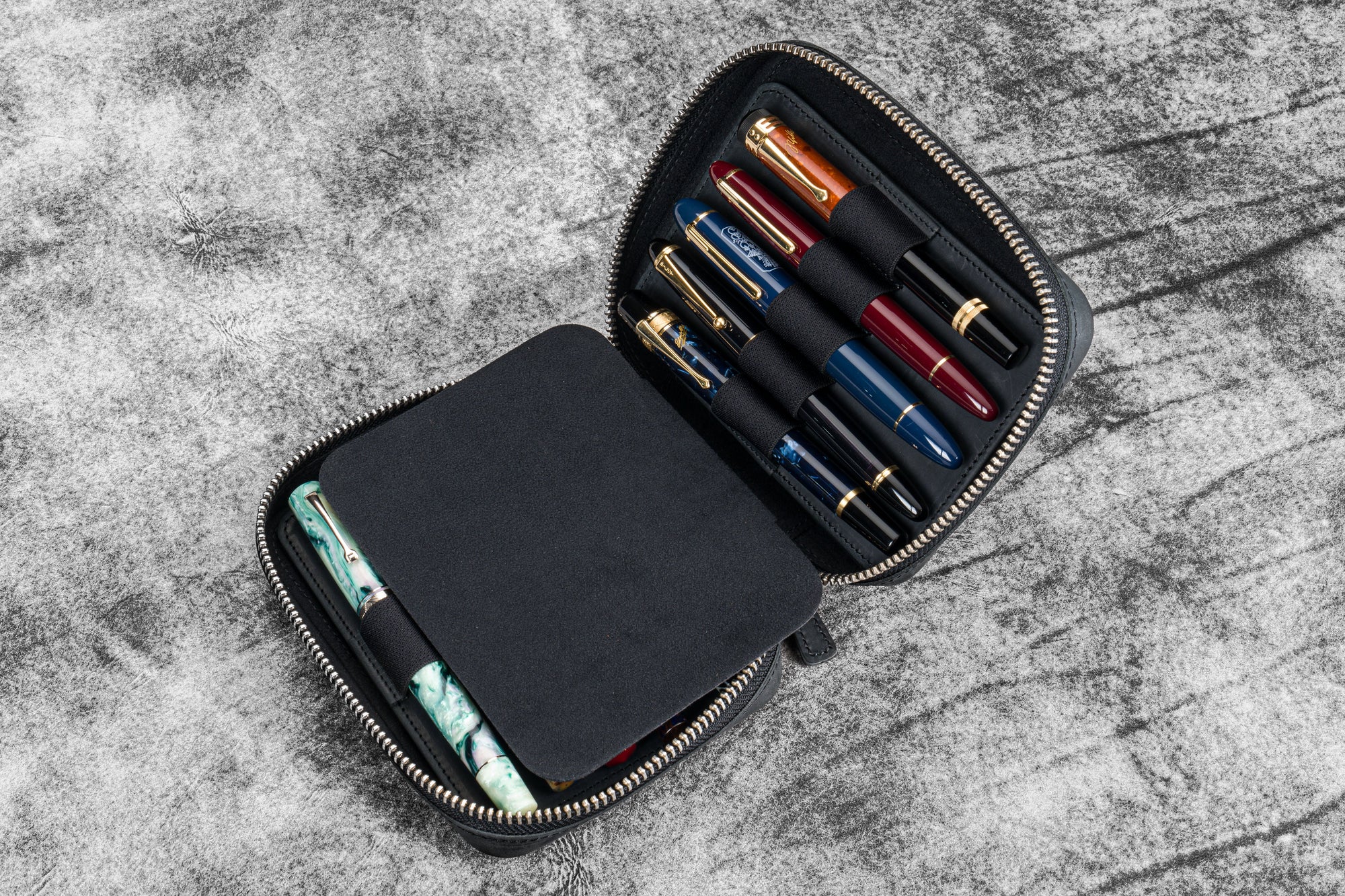 Expansi-Pouch Deri Geniş 10'lu Kalemlik - İçi Çıkarılabilir - Crazy Horse Graphite