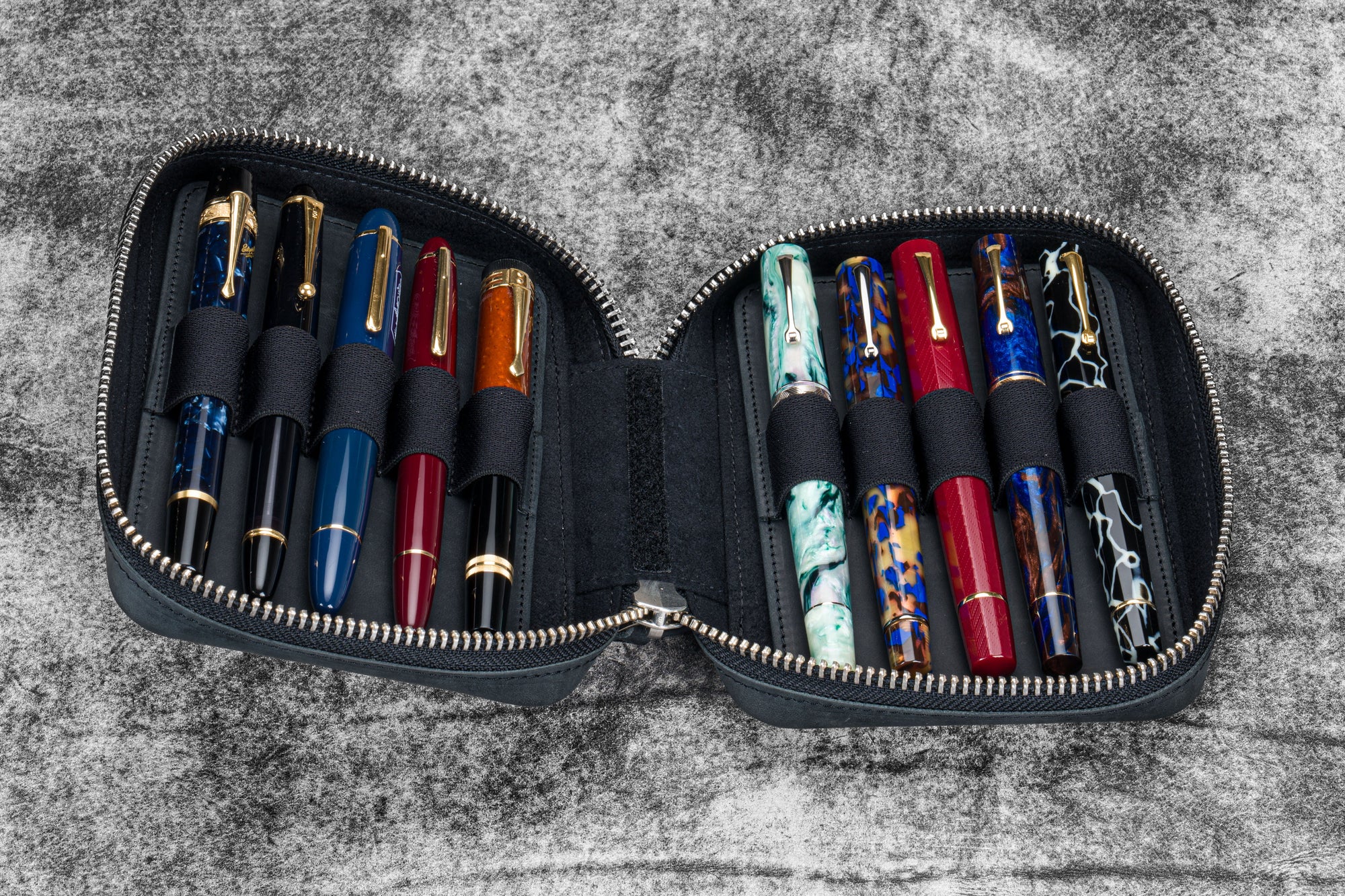 Expansi-Pouch Deri Geniş 10'lu Kalemlik - İçi Çıkarılabilir - Crazy Horse Graphite