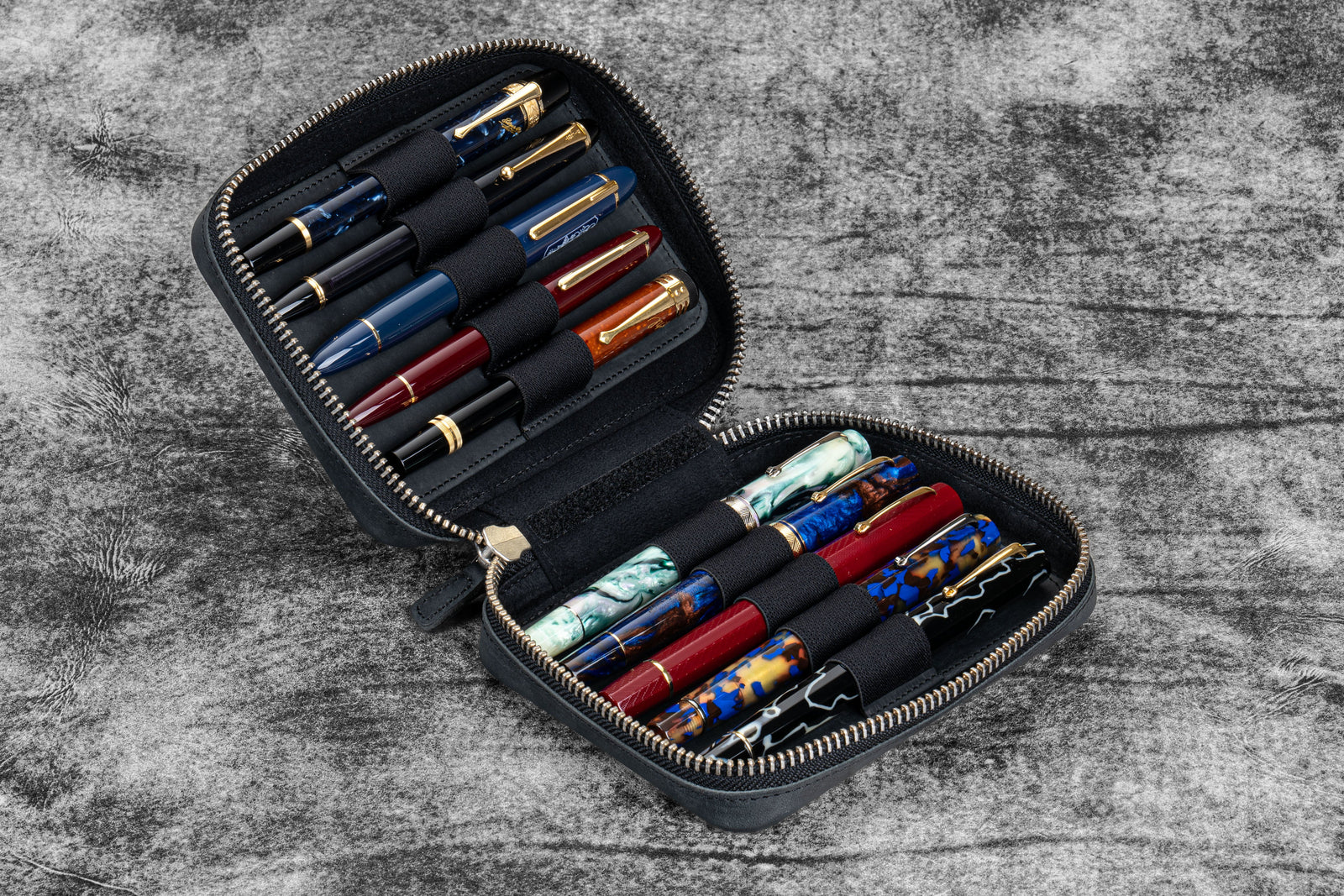 Expansi-Pouch Deri Geniş 10'lu Kalemlik - İçi Çıkarılabilir - Crazy Horse Graphite