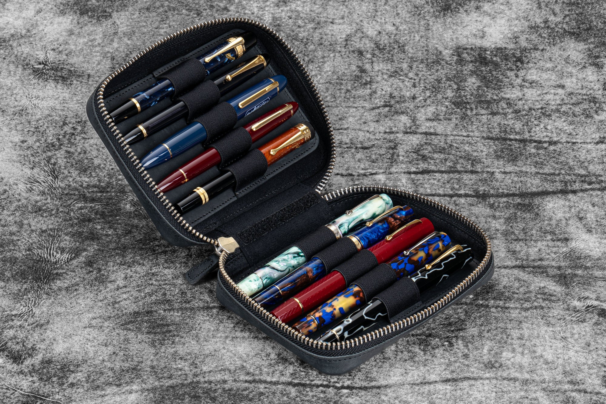 Expansi-Pouch Deri Geniş 10'lu Kalemlik - İçi Çıkarılabilir - Crazy Horse Graphite
