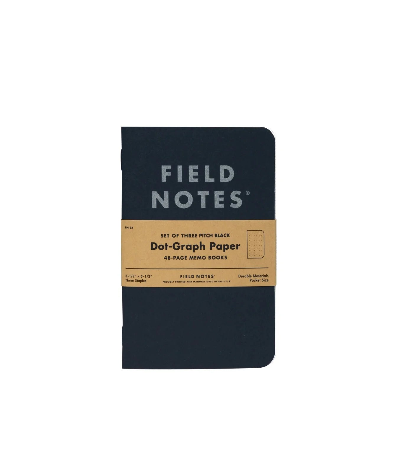 Pitch Black Memo Book - Dot-Graph Paper 3-Pack