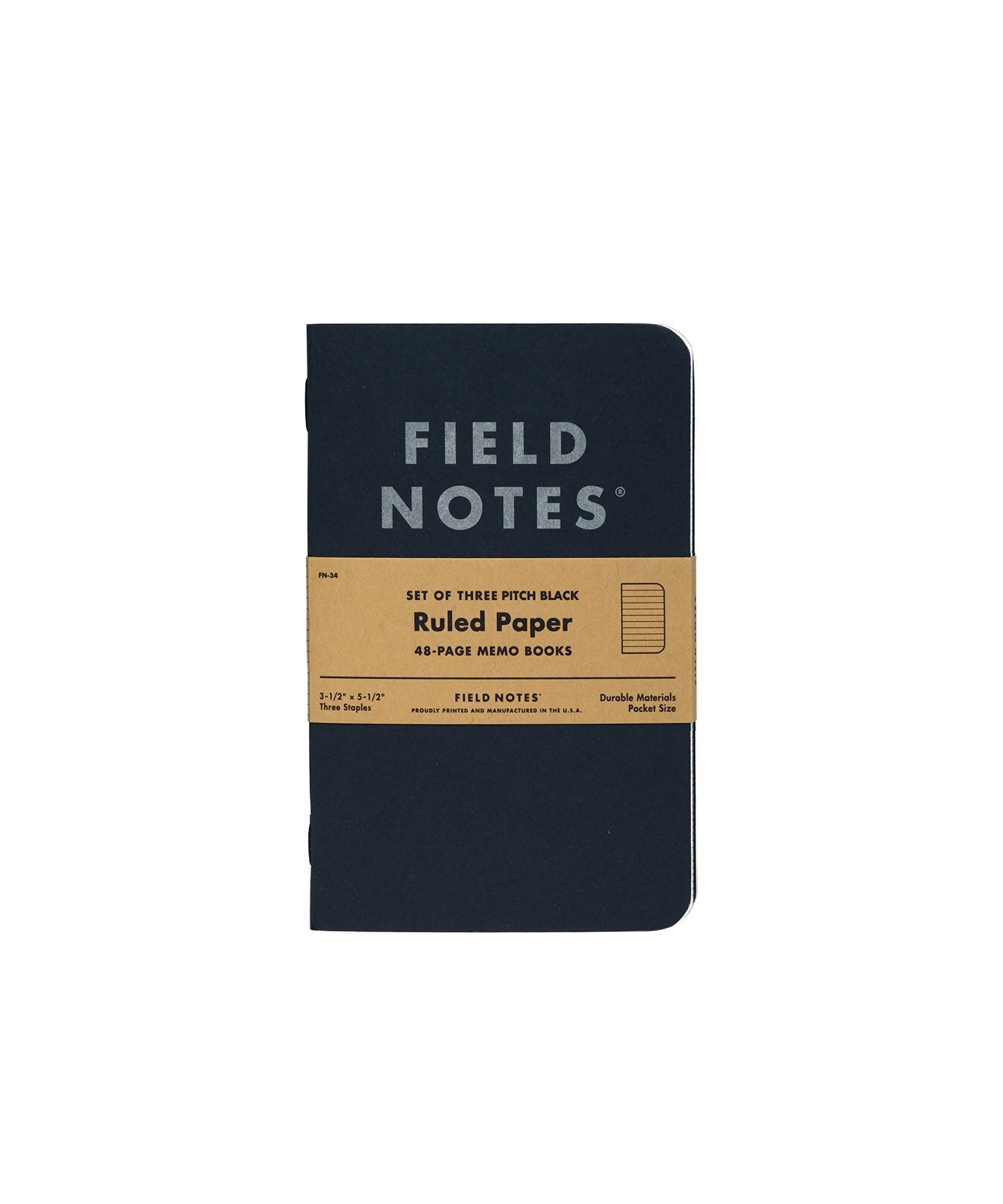 Pitch Black Memo Book - Ruled Paper 3-Pack