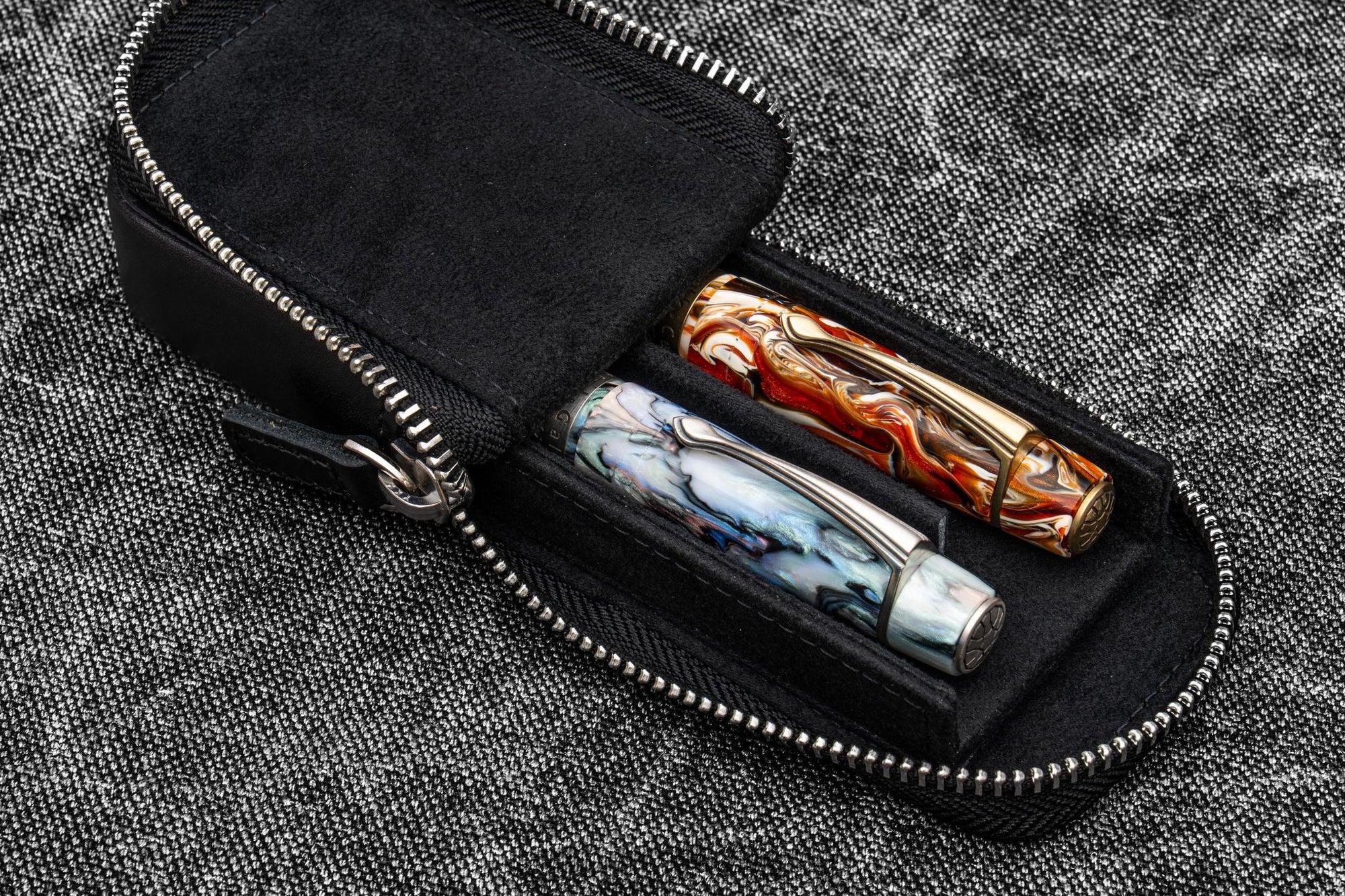 Fermuarlı Magnum Opus 2&#39;li Kalemlik- Black