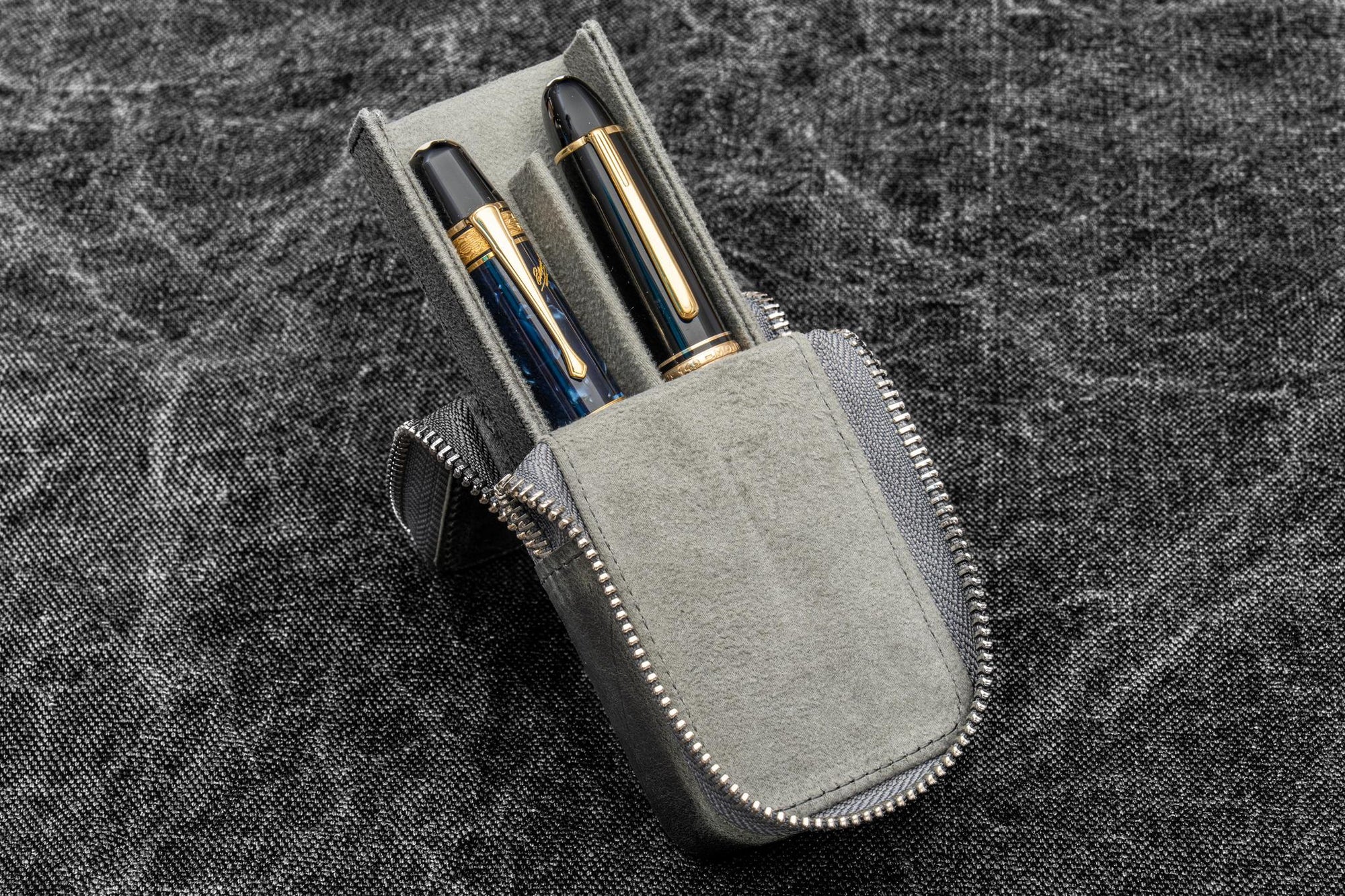 Fermuarlı Magnum Opus 2'li Kalemlik- Crazy Horse Smoky