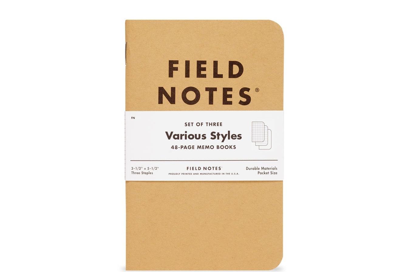 Field Notes Cep Boyu Defter, Karışık 3'lü Set - Original Kraft