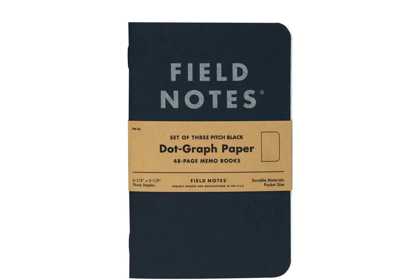 Field Notes Cep Boyu Defter, Noktalı 3'lü Set - Pitch Black