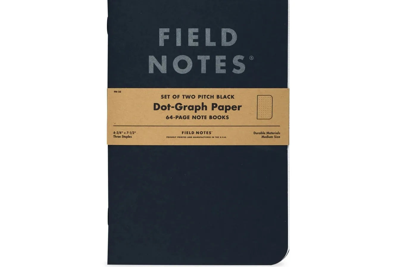 Field Notes Pitch Black Defter, Büyük Boy - Noktalı