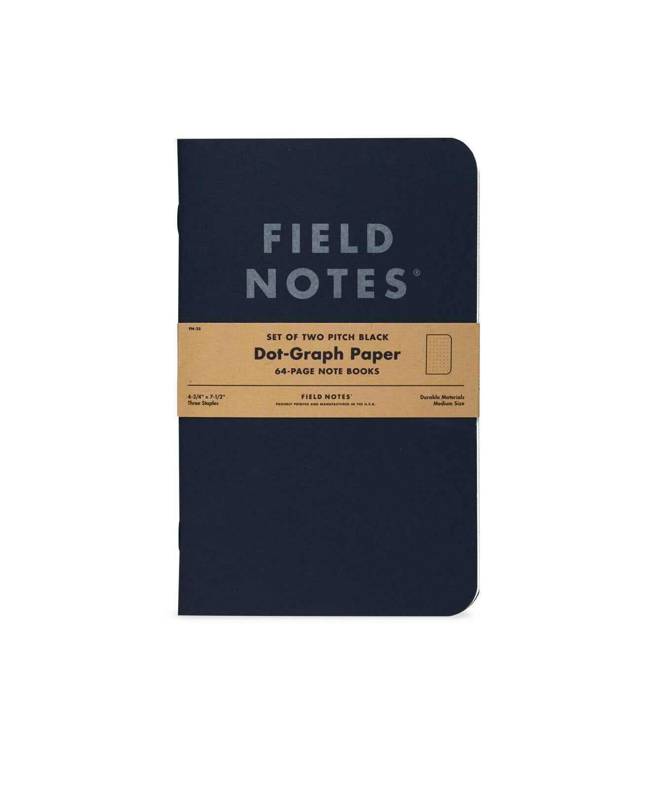 Field Notes Pitch Black Defter, Büyük Boy - Noktalı