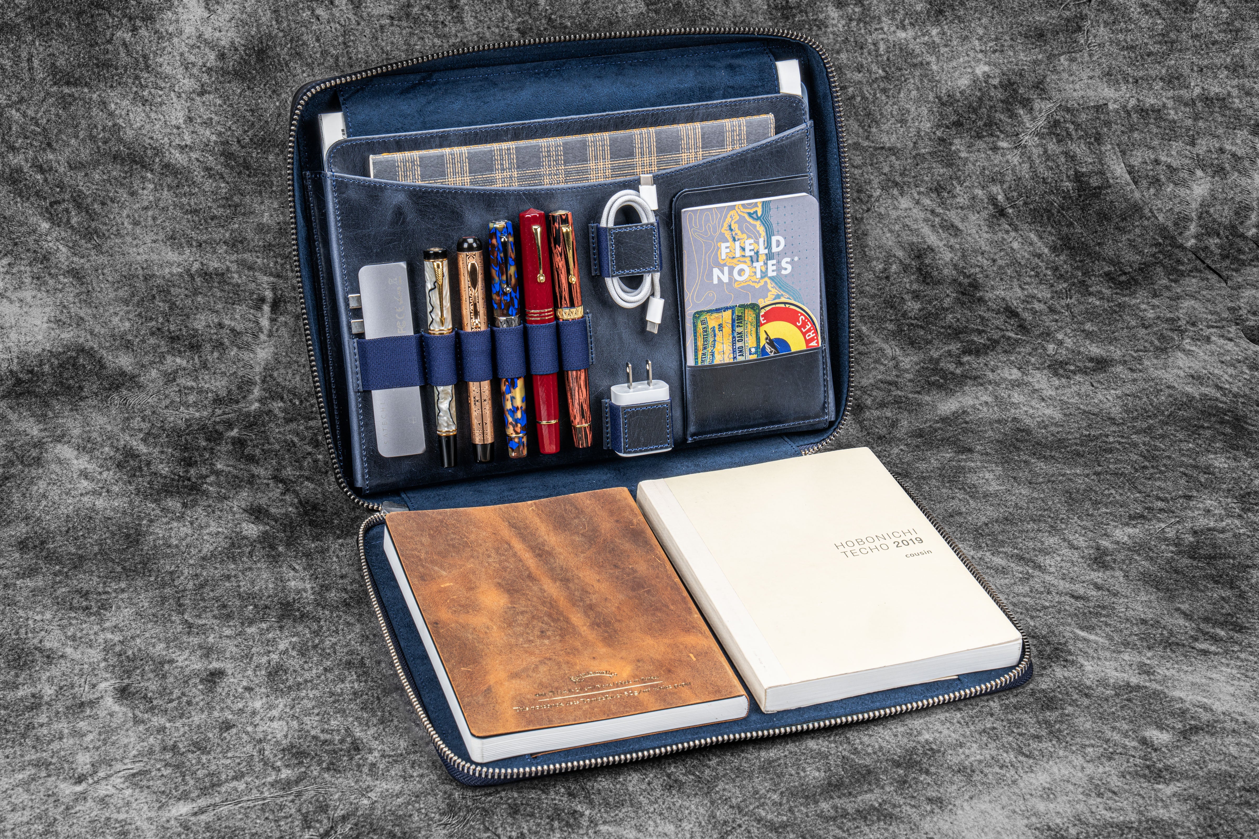 The Compendium Çanta- A4 Fermuarlı Folio Organizer - Lacivert