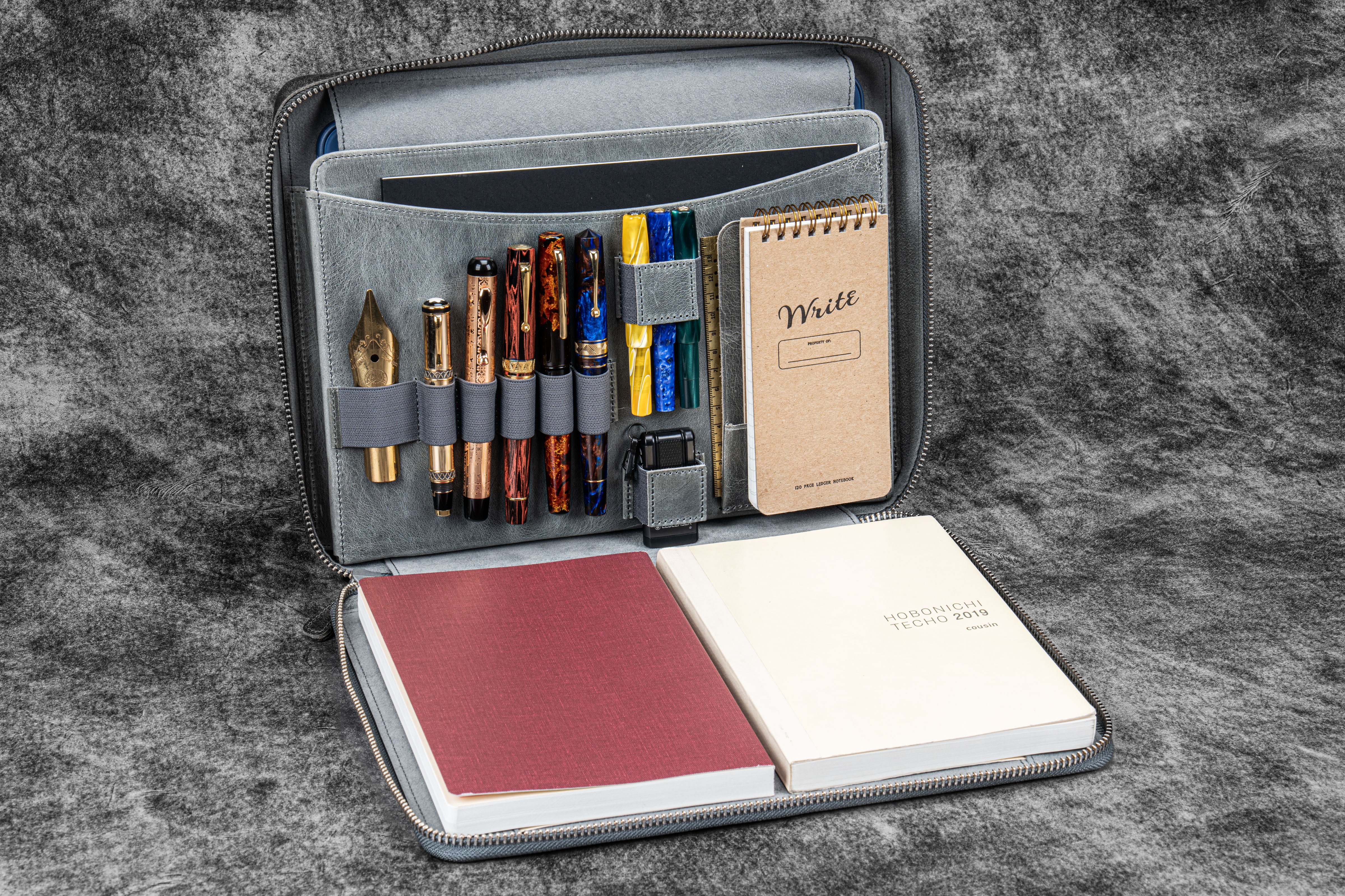 The Compendium Çanta - A4 Fermuarlı Folio - Gri - Galen TR