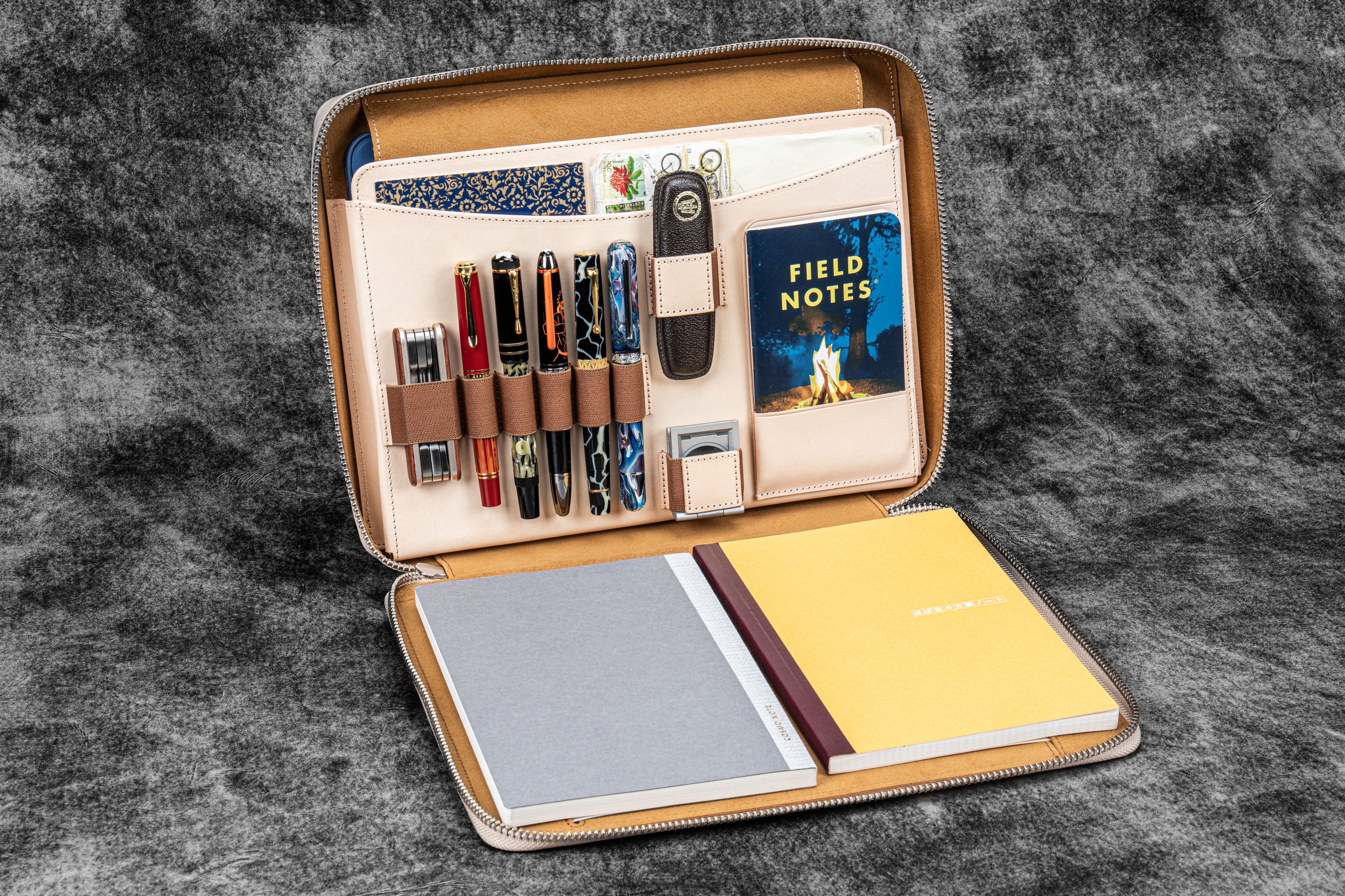 The Compendium Çanta A4 Fermuarlı Folio Organizer Naturel - Galen TR