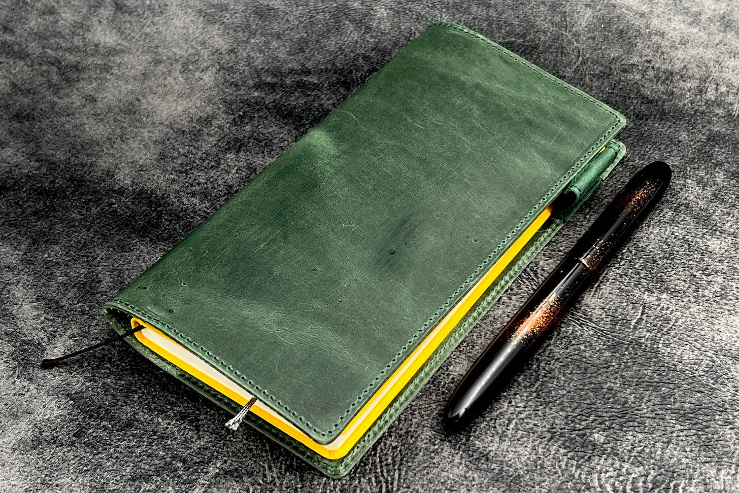 Leather Slim Hobonichi Weeks Planner Cover - C.H. Forest Green