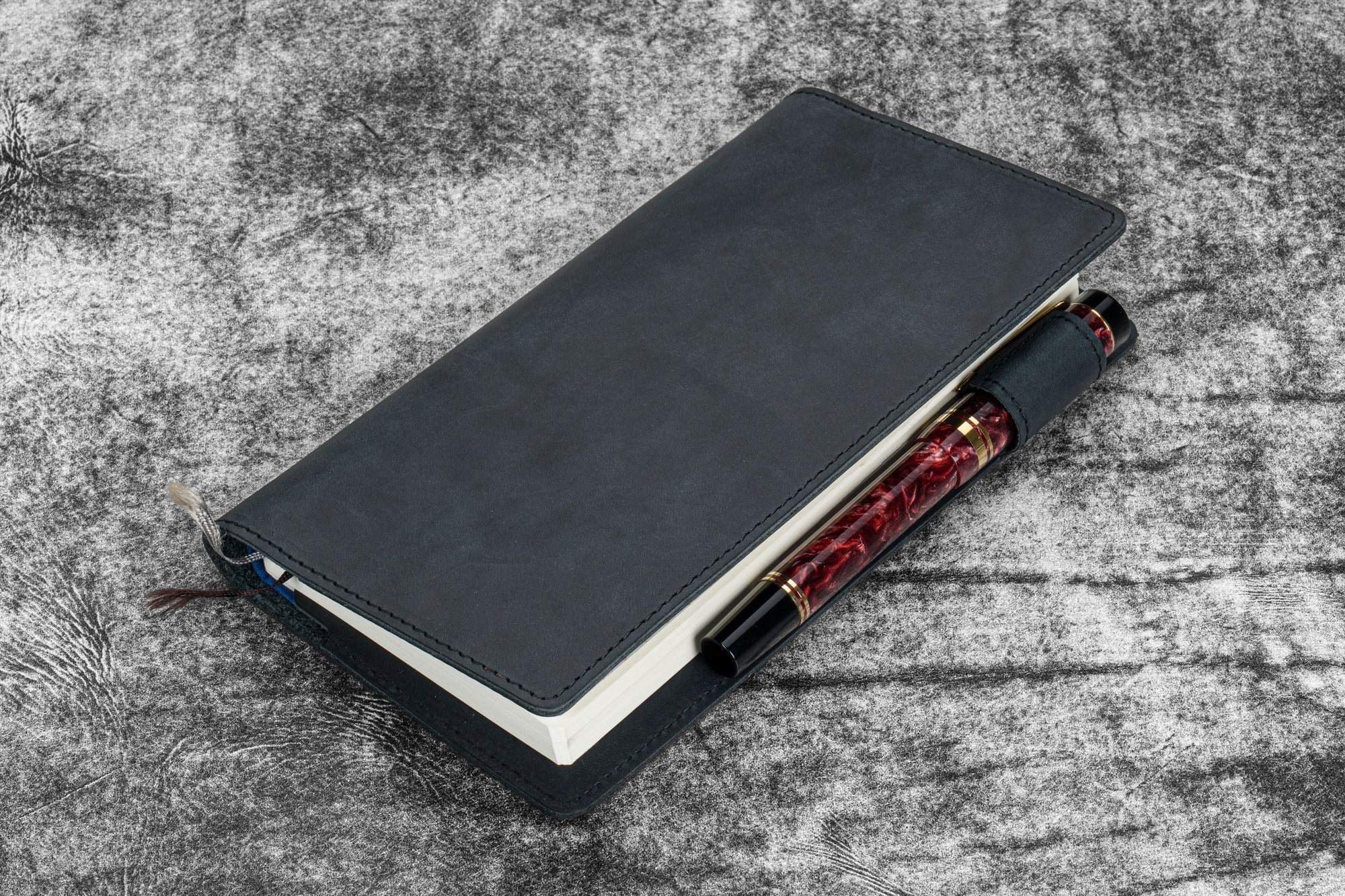 Hobonichi Weeks için İnce Deri Planlayıcı Kılıfı - Crazy Horse Graphite